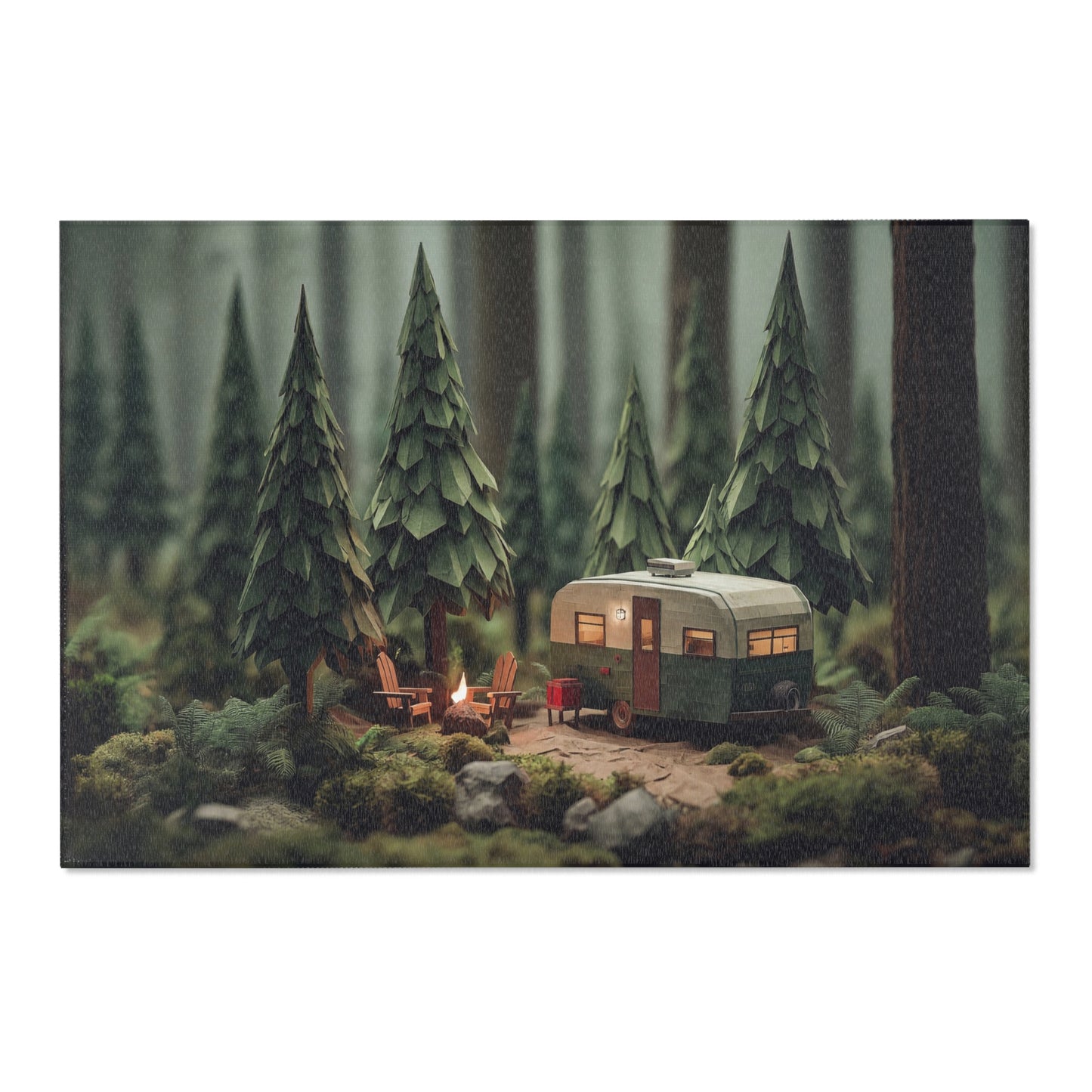 Forest Campervan Area Rug – Whispering Pines & Warm Light