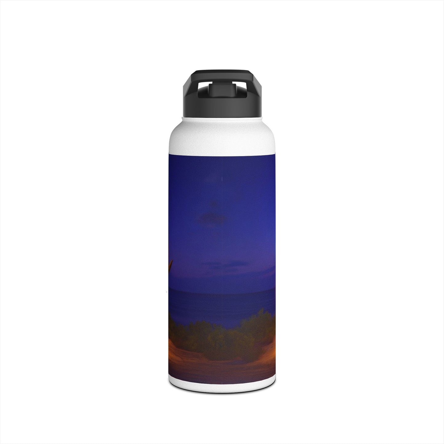 Luminous Phoenix Throne Water Bottle – Sunset Sanctuary with Rainbow Wings
