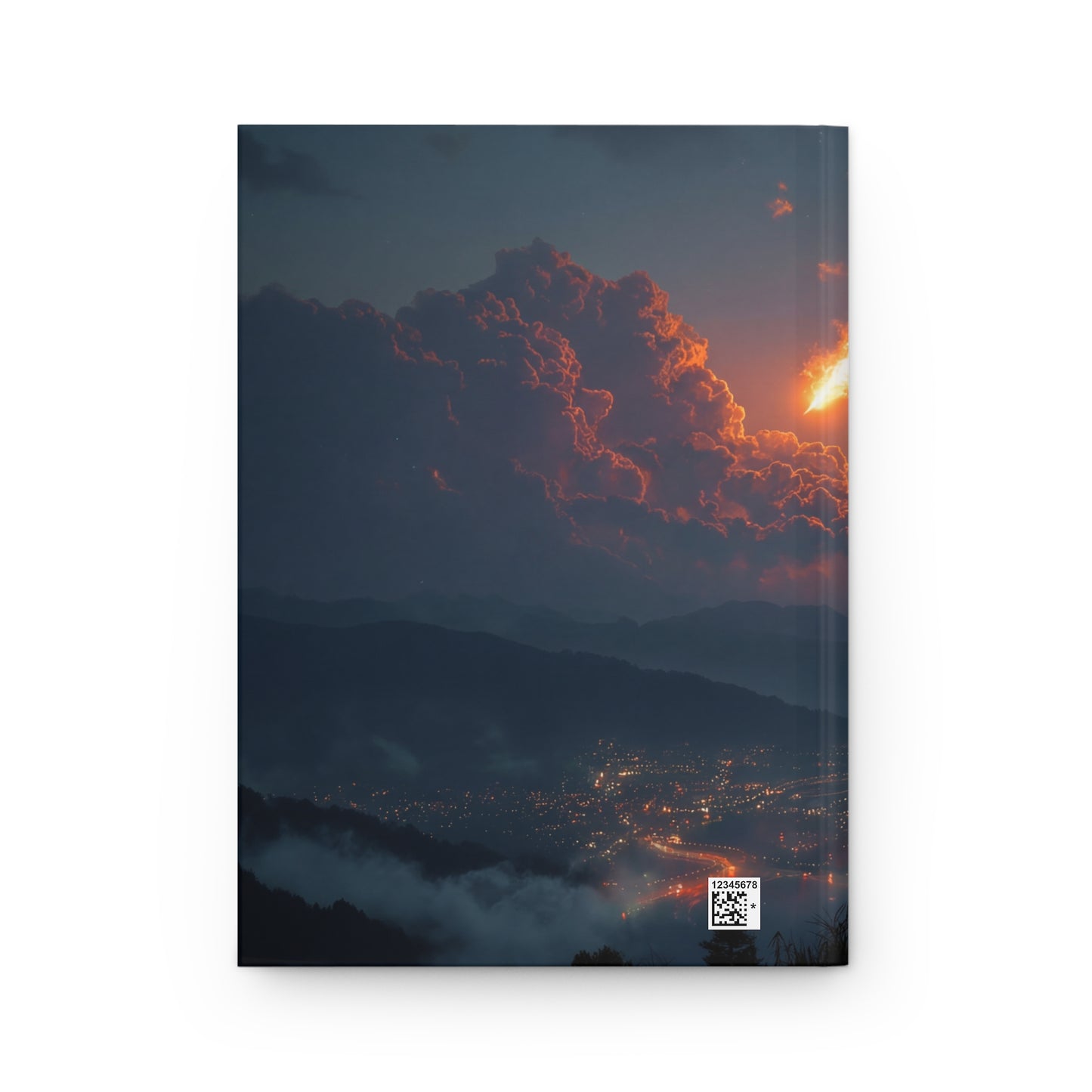 Celestial Fireball Hardcover Journal Matte – Twilight Skyfall Over Mountain Vale