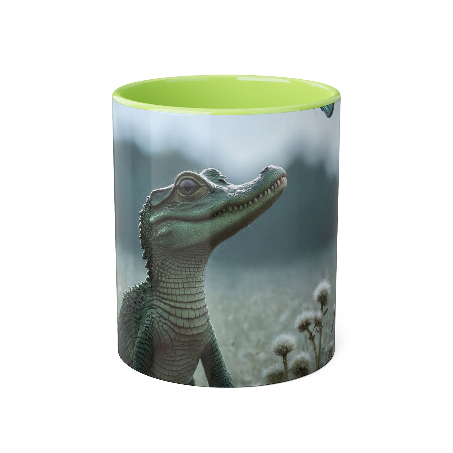 Gentle Croc Watching Butterfly – Quiet Meadow Accent Mugs, 11oz