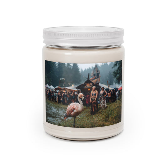 Rain-Slicked Flamingo Scented Soy Candles with White Lid, 9oz – Whispering Forest Afterglow