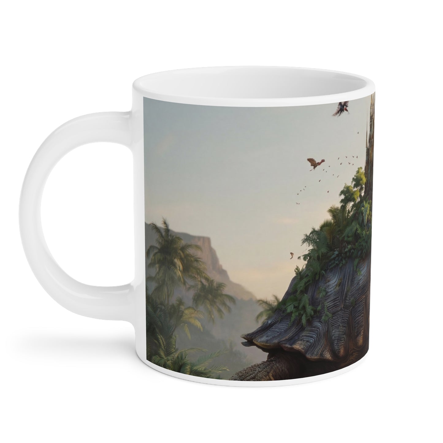 Turtle-Carried Castle Ceramic Mugs (11oz\15oz\20oz) – Verdant Sanctuary on Ancient Shell