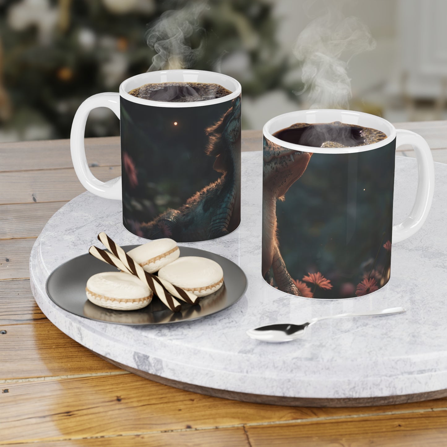 Gentle Crocodile & Butterfly Ceramic Mugs (11oz\15oz\20oz) – Twilight Garden Whispers