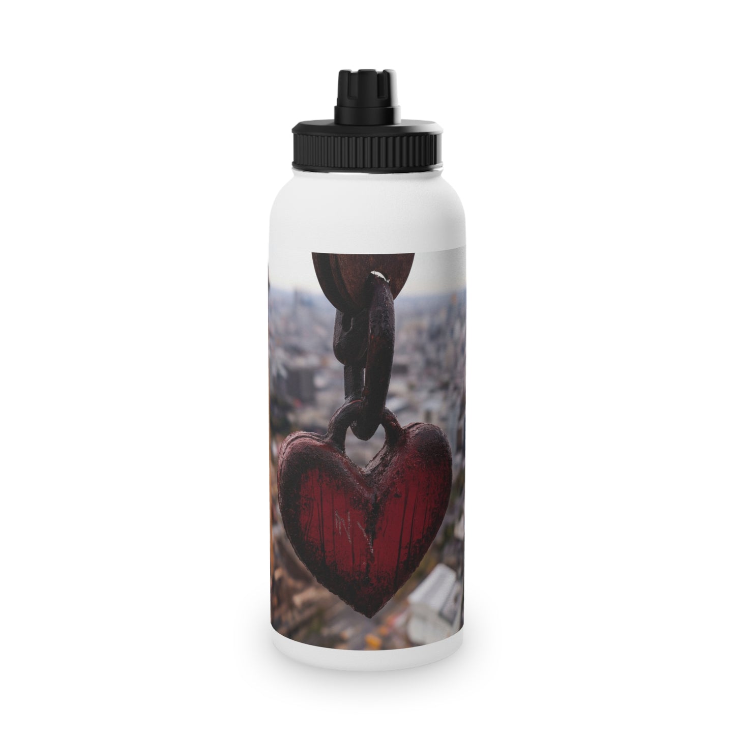 Rusty Heart Weight Bottle – Suspended Over Concrete Skies