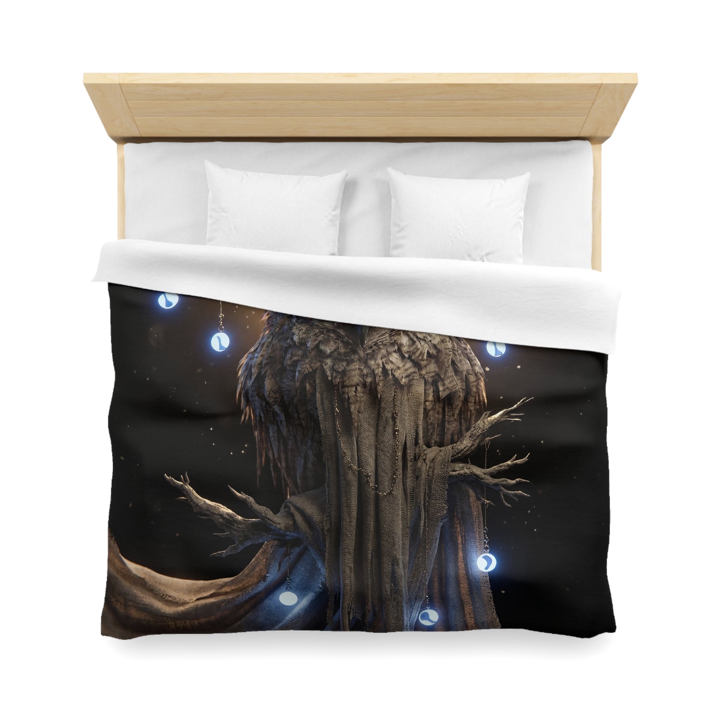 Moonlit Owl Sentinel Microfiber Duvet Cover – Watchful Wisdom Under Full Glow