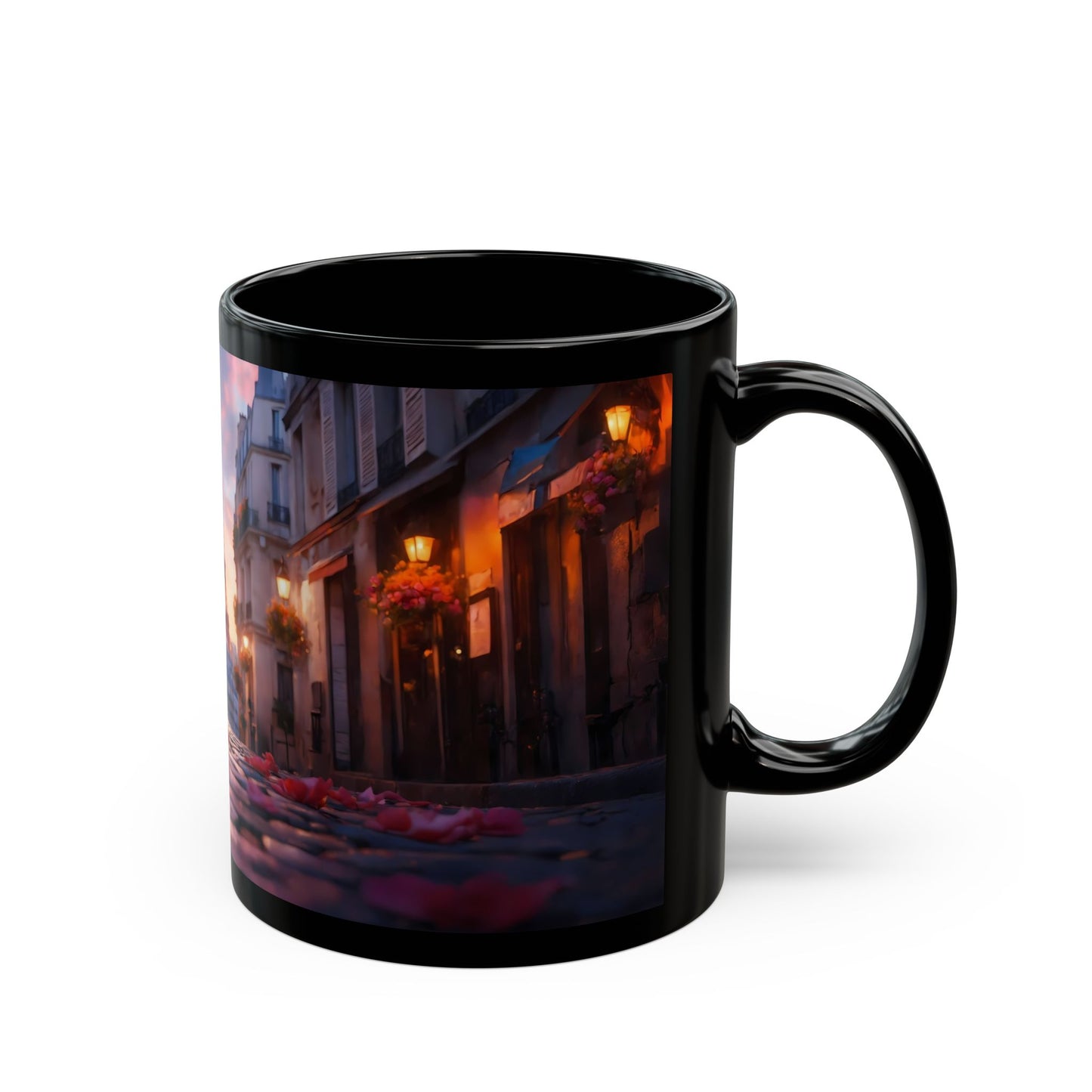 Parisian Cat Street Mug – Sunset Eiffel Tower Whisker-Wish