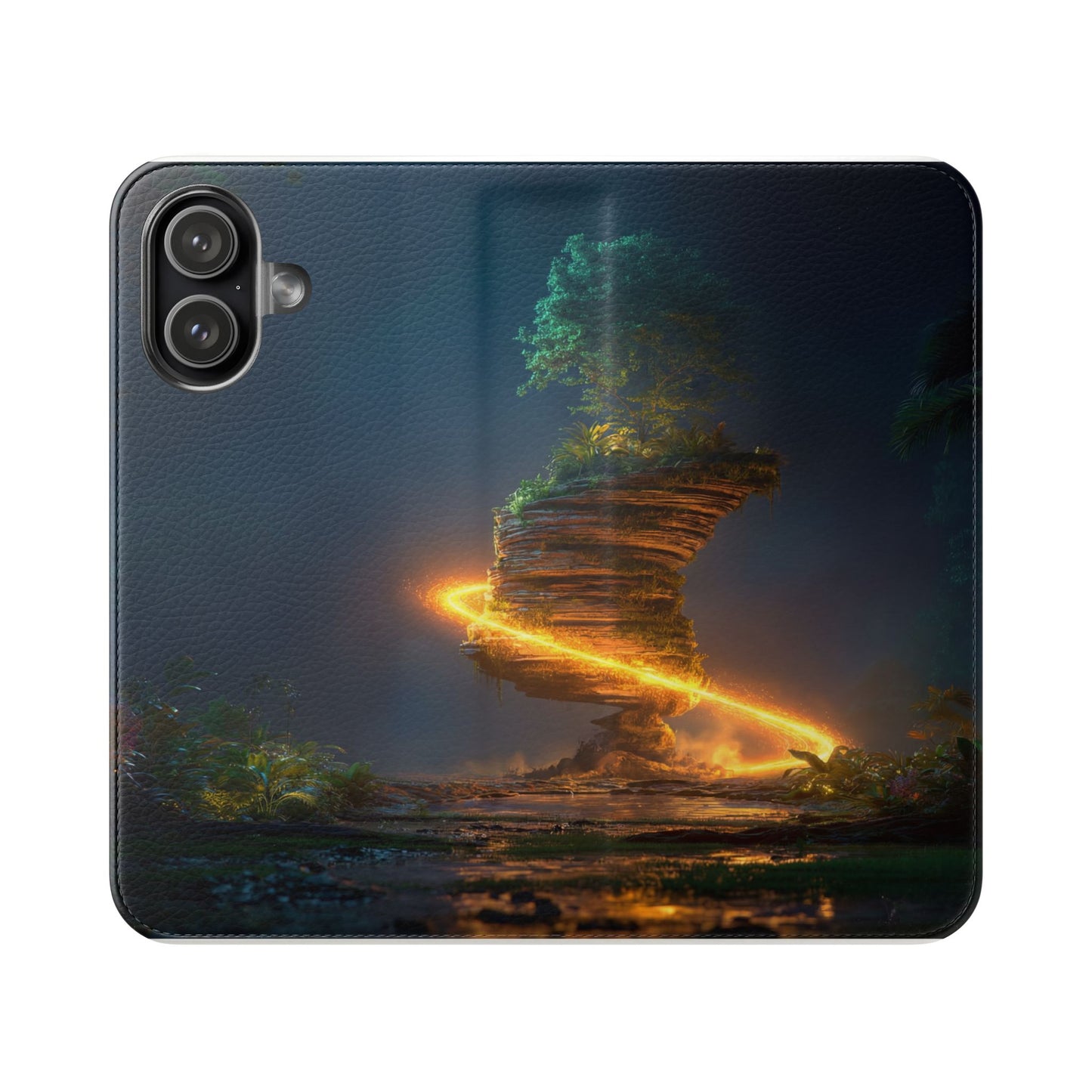 Luminous Floating Island Flip Cases – Amber Twilight Sanctuary
