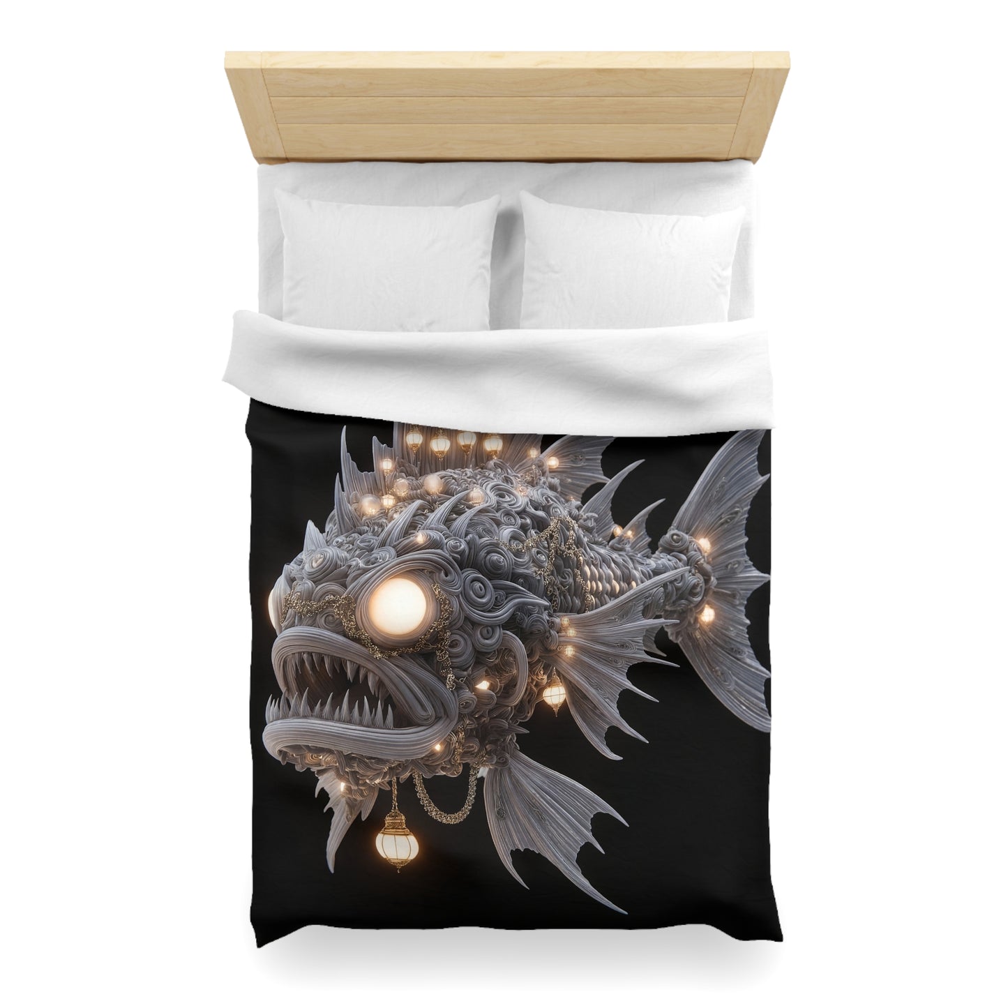 Lantern Fish Microfiber Duvet Cover – Deep Sea Chandelier Dreamscape