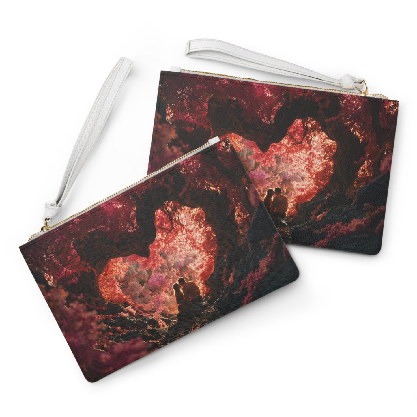 Crimson Canopy Clutch Bag – Whispering Love in the Heartwood Grove