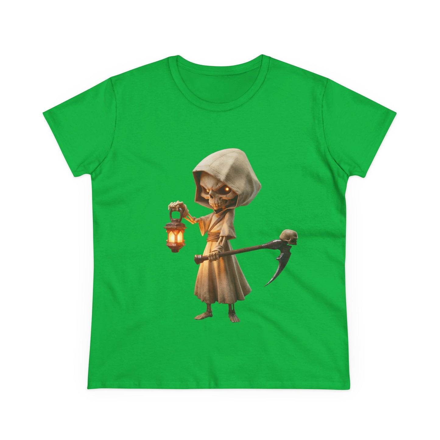 Lantern-Bearing Guardian Women's Midweight Cotton Tee – Hollowed Bone Sentinel