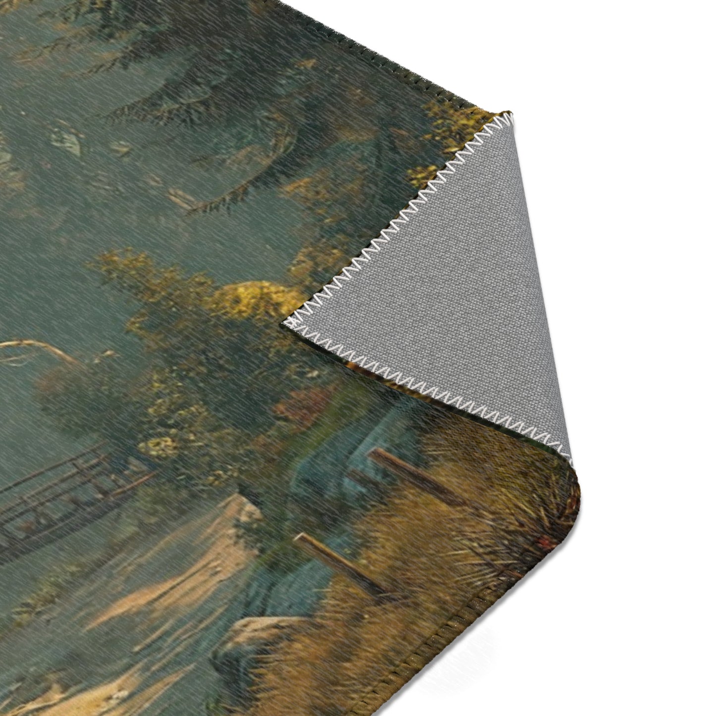Treehouse Haven Area Rugs – Emerald Cabin Perched in Misty Pines