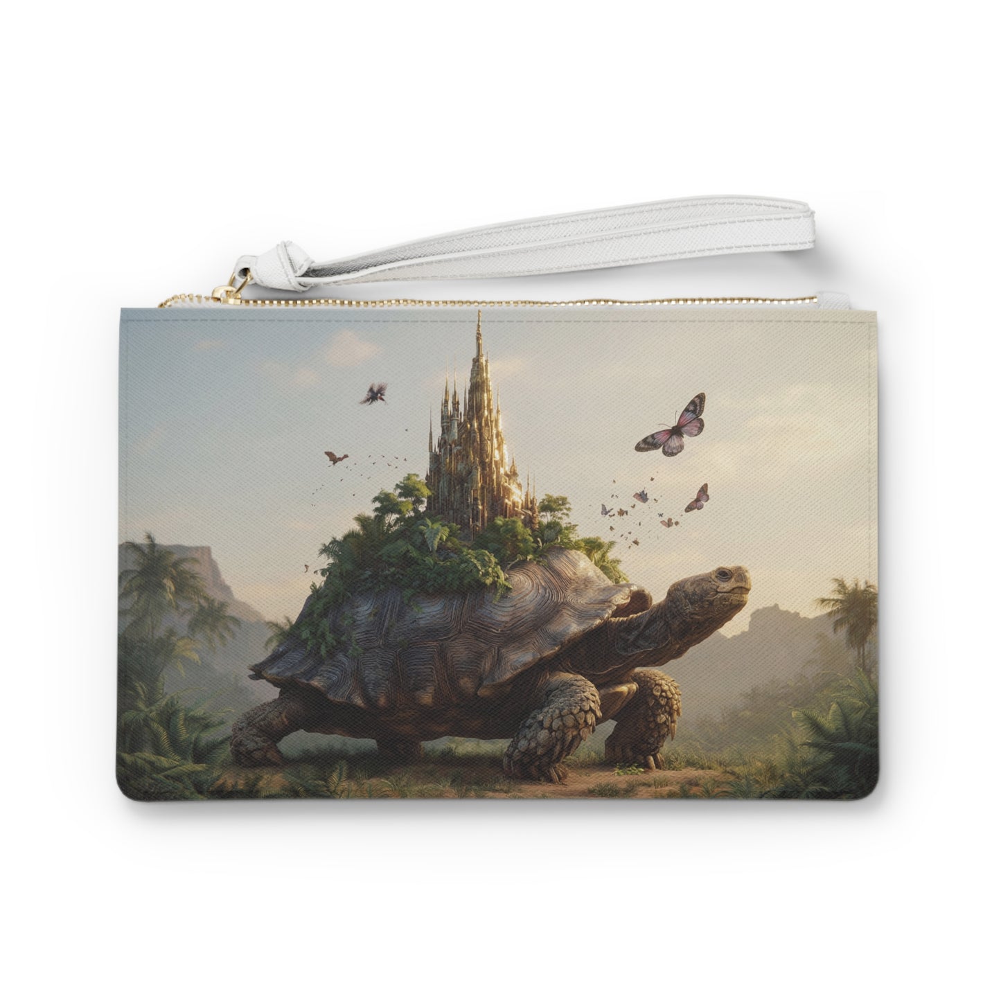 Castle on Turtle Clutch Bag – Sunset Sanctuary in Tropical Twilight