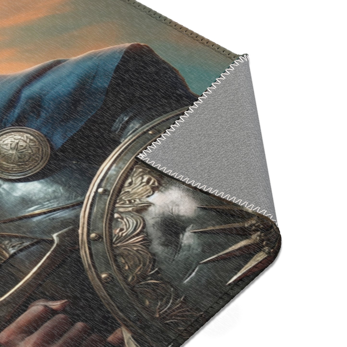 Dawn-Kissed Sentinel Area Rug – Armor of the Sunlit Quest