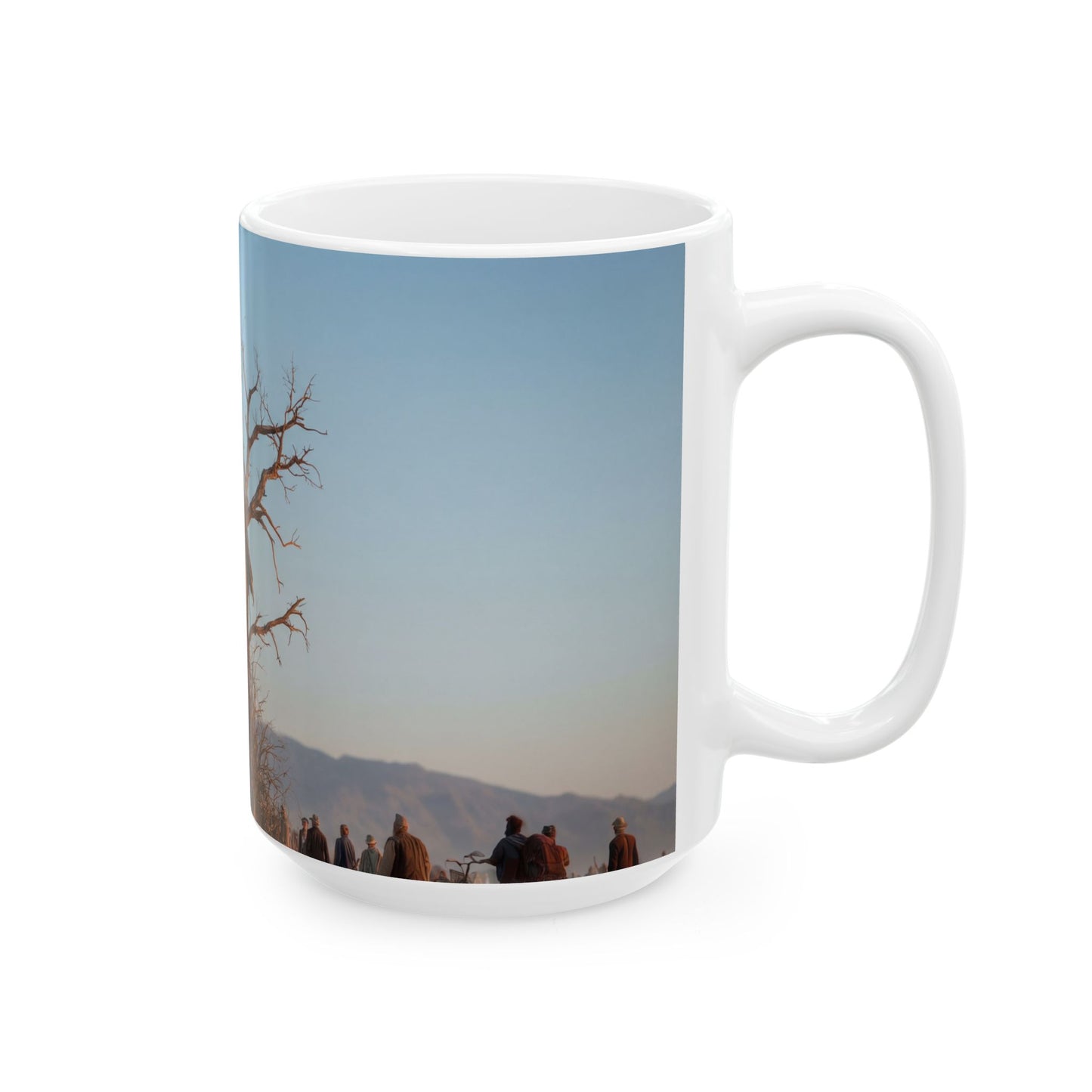 Clock Tower in the Desert Ceramic Mug – Timeless Wanderer’s Oasis
