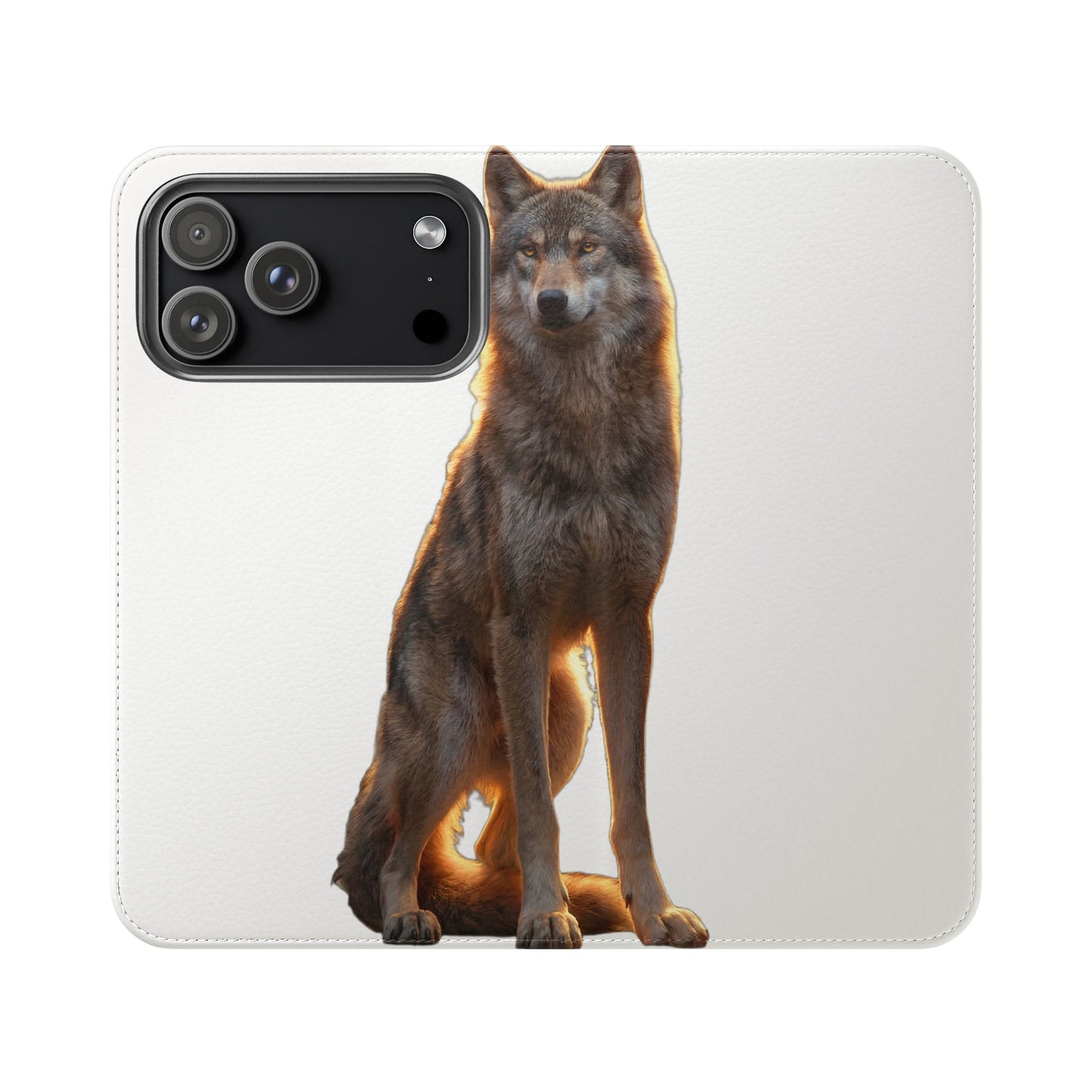 Sunlit Wolf Flip Cases – Golden Hour Sentinel Portrait
