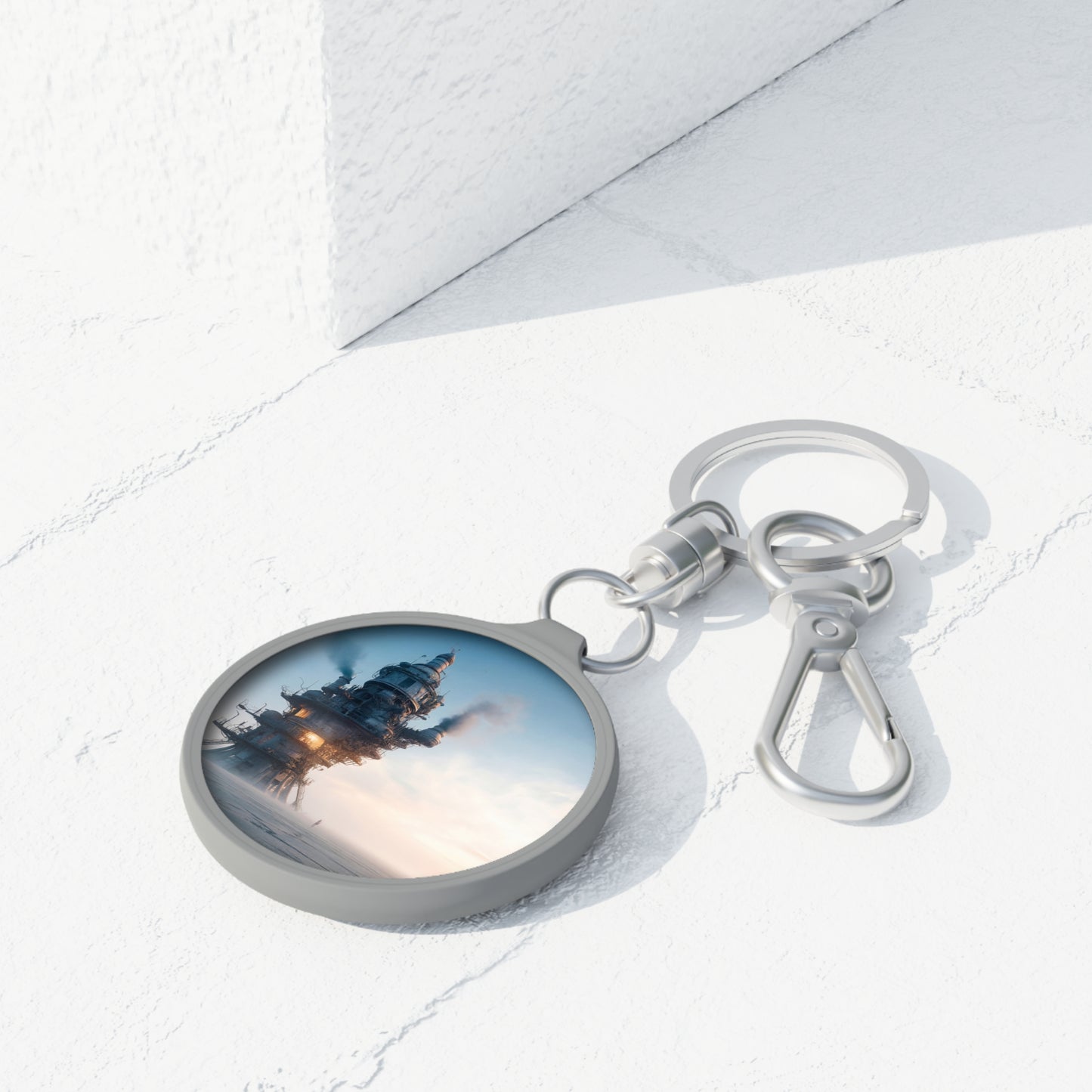 Skyward Steam Tower Keyring Tag – Dawn’s Forgotten Engine