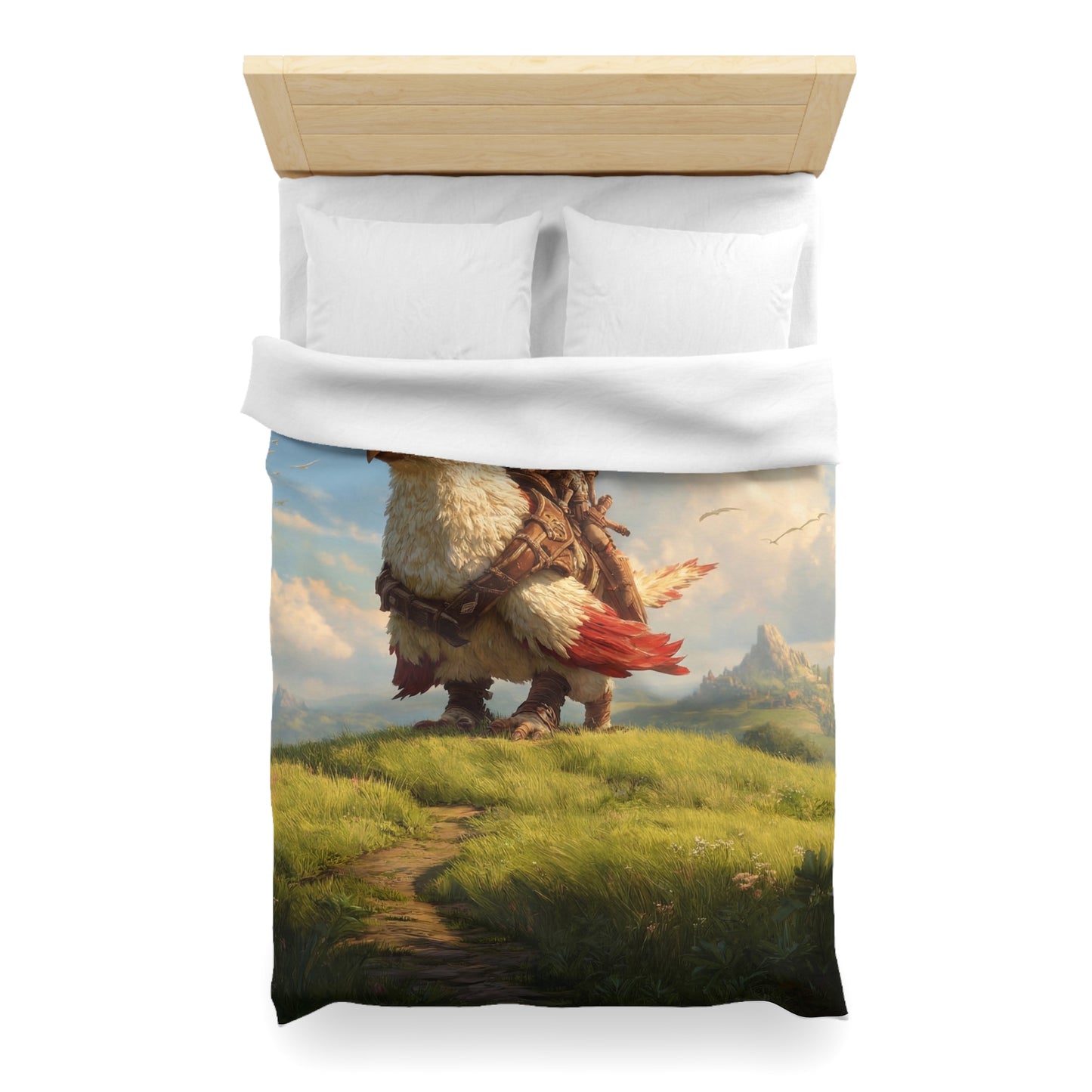 Skybound Hawk Riders Microfiber Duvet Cover – Sunlit Summit Adventure