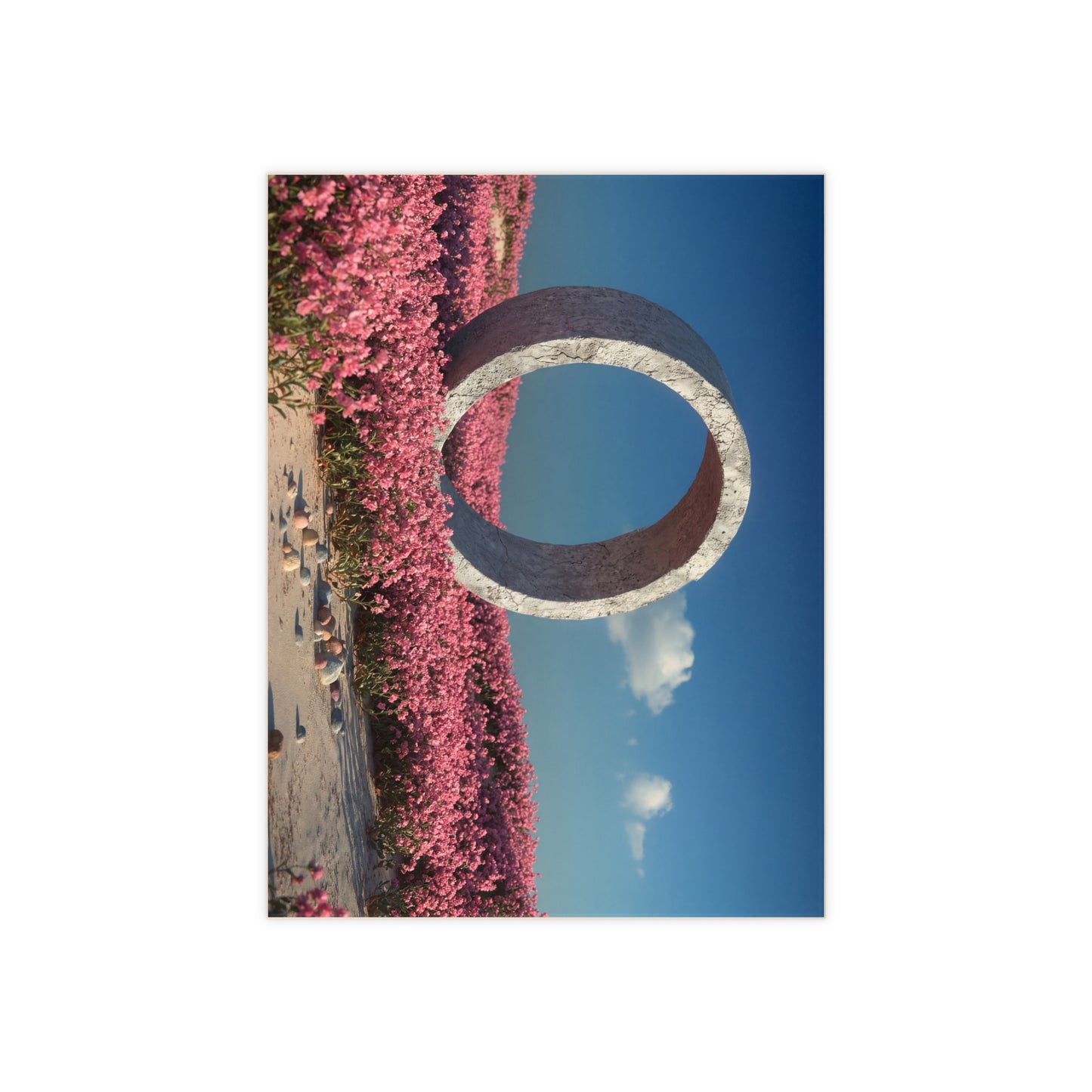 Stone Ring in Pink Bloom Ceramic Photo Tile – Portal to a Quiet Bloom