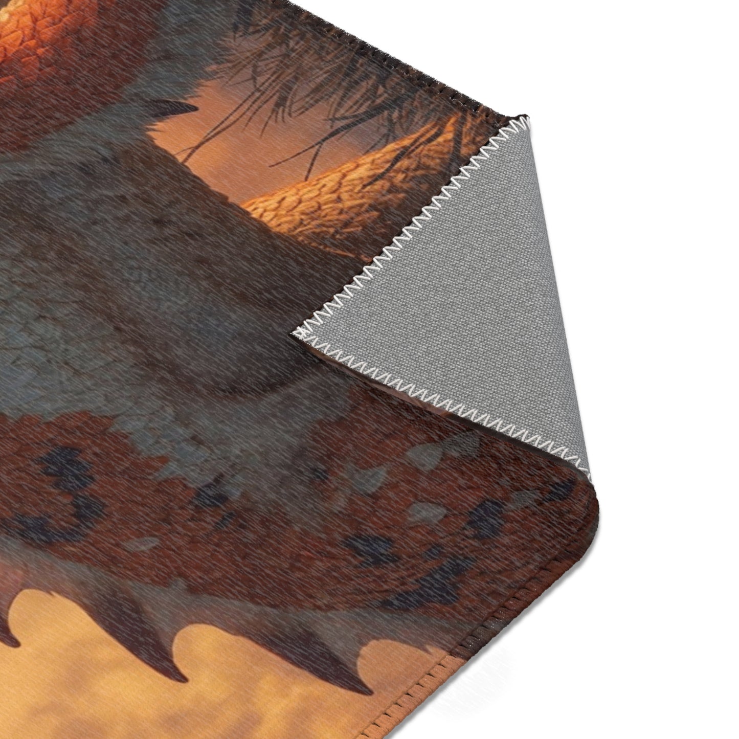 Sunset Sentinel Dragon Area Rug – Warm Ember Skies and Grasses