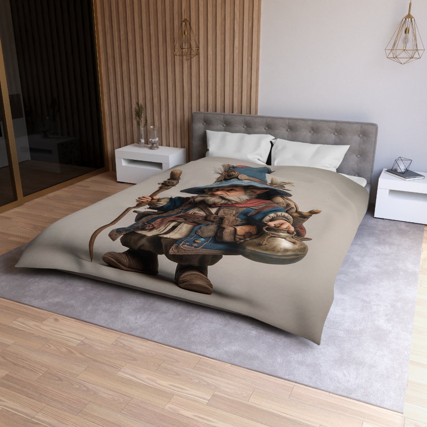 Wandering Wizard Duvet Cover – Sage’s Journey Through Whispering Woods