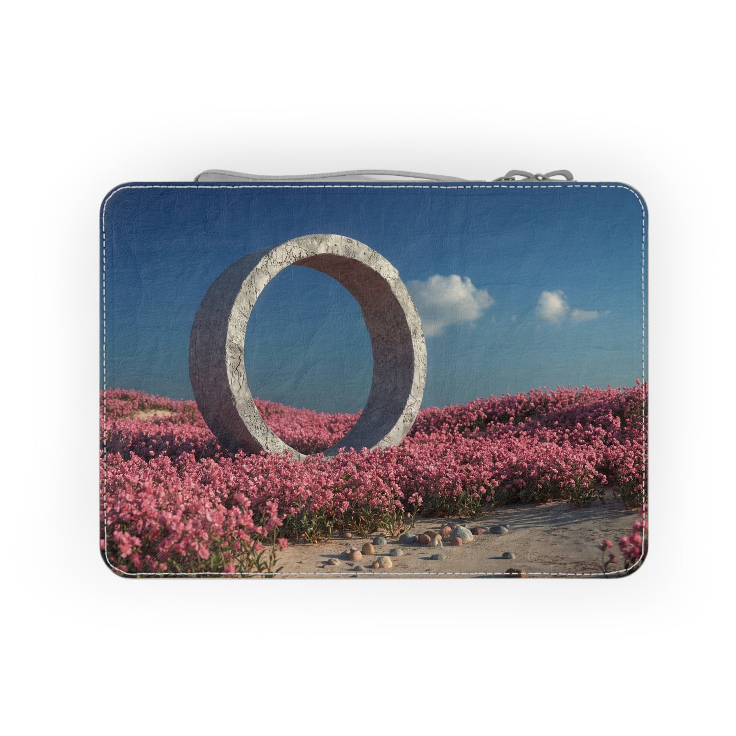 Stone Ring Flower Field Lunch Bag – Concrete Circle on Pink Sandscape