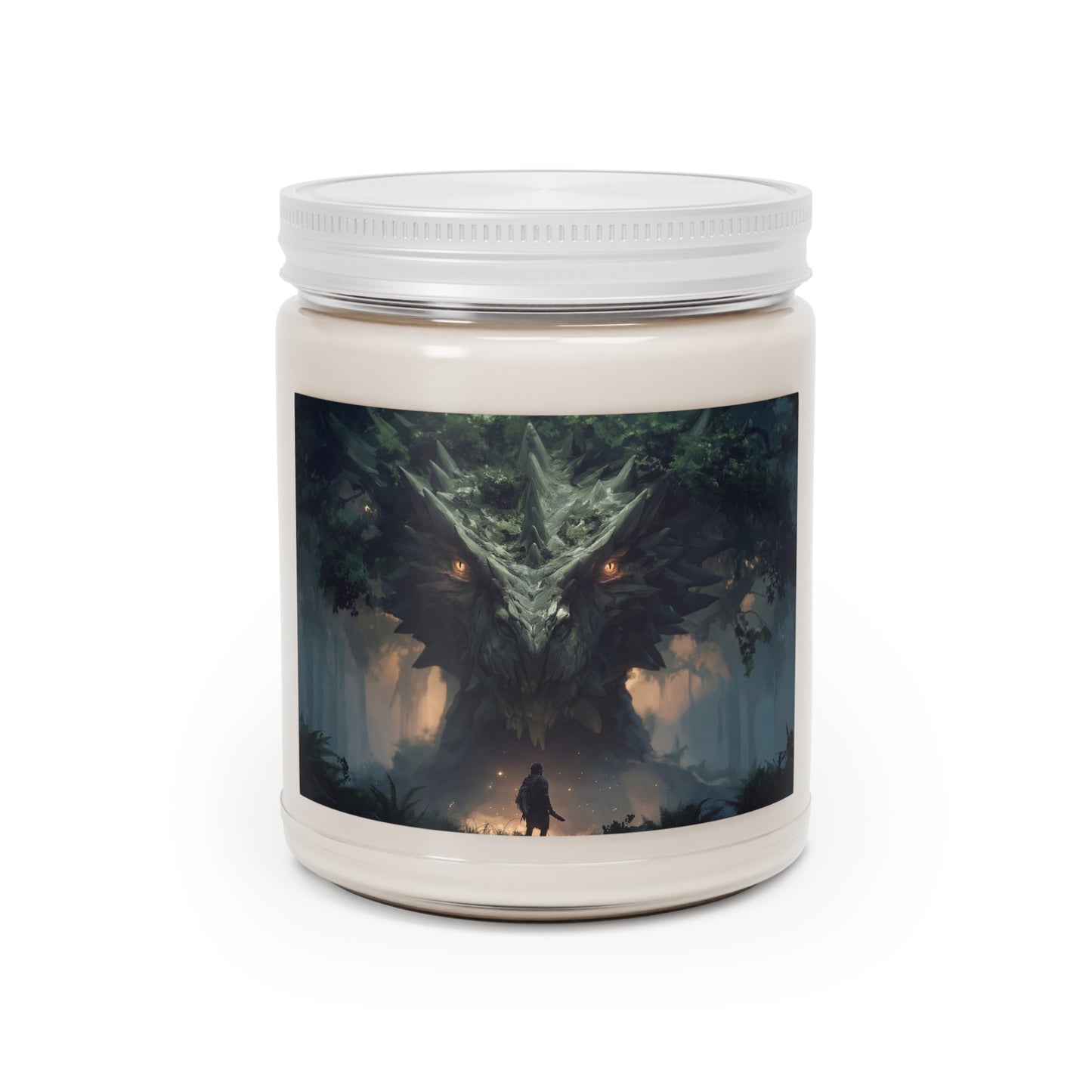 Ancient Grove Dragon Scented Soy Candles with White Lid, 9oz – Guardian of the Whispering Woods
