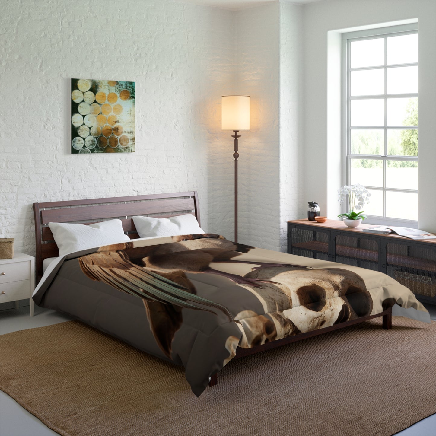 Winged Siamese Cat Comforter – Sunlit Bone Throne Dreamscape