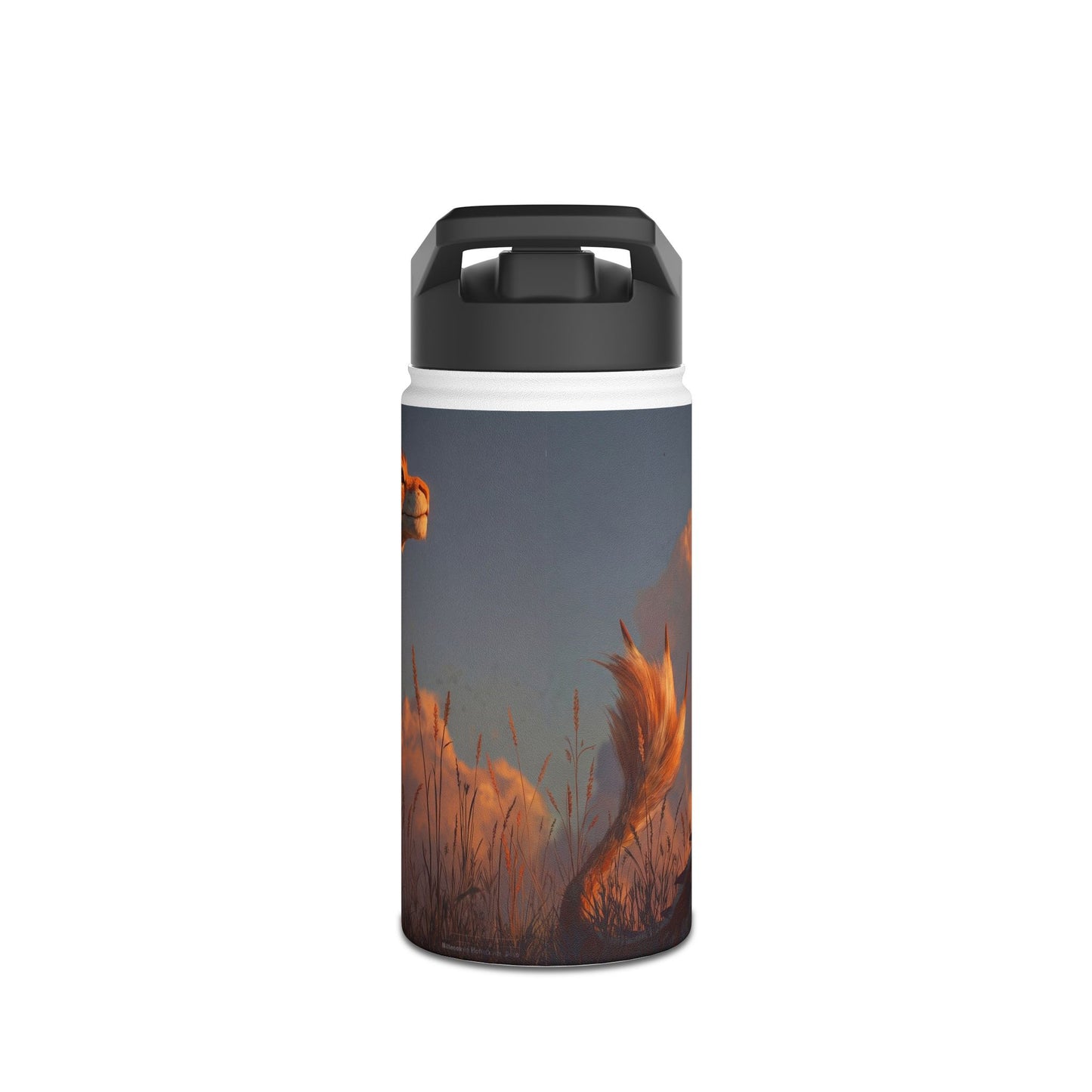 Sunset Dragon Stainless Steel Water Bottle, Standard Lid – Golden Ember Guardian