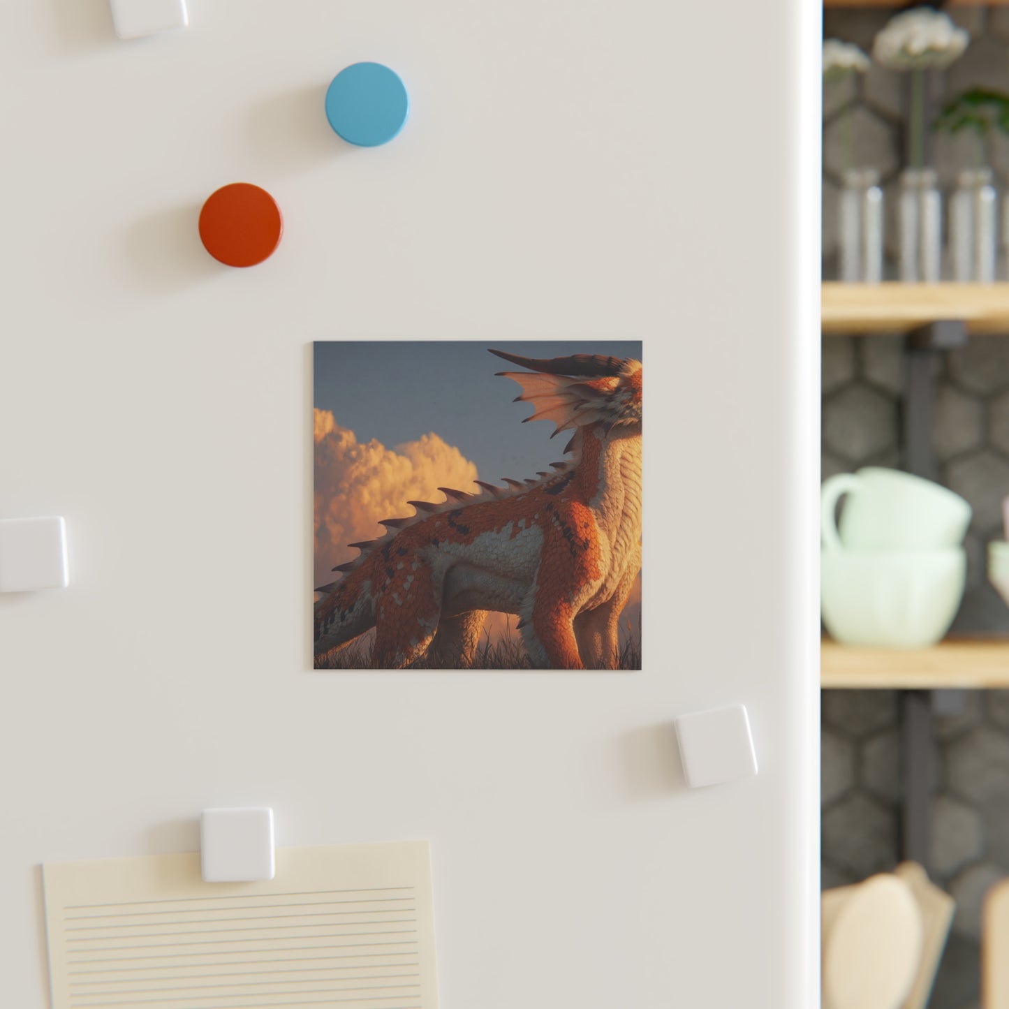 Sunset Sentinel Dragon Magnet – Amber Dawn Guardian