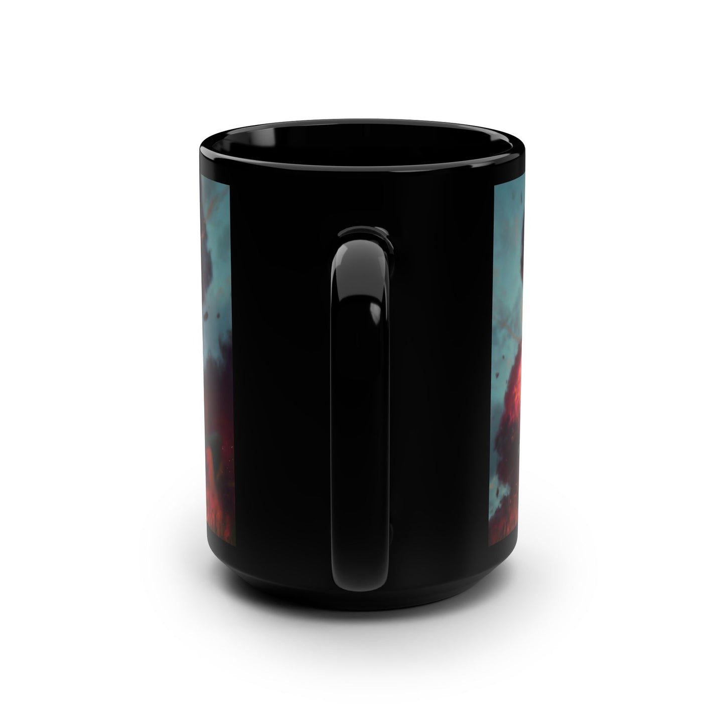 Chaos Suit Black Mug, 15oz – Goggles and Explosive Backdrop