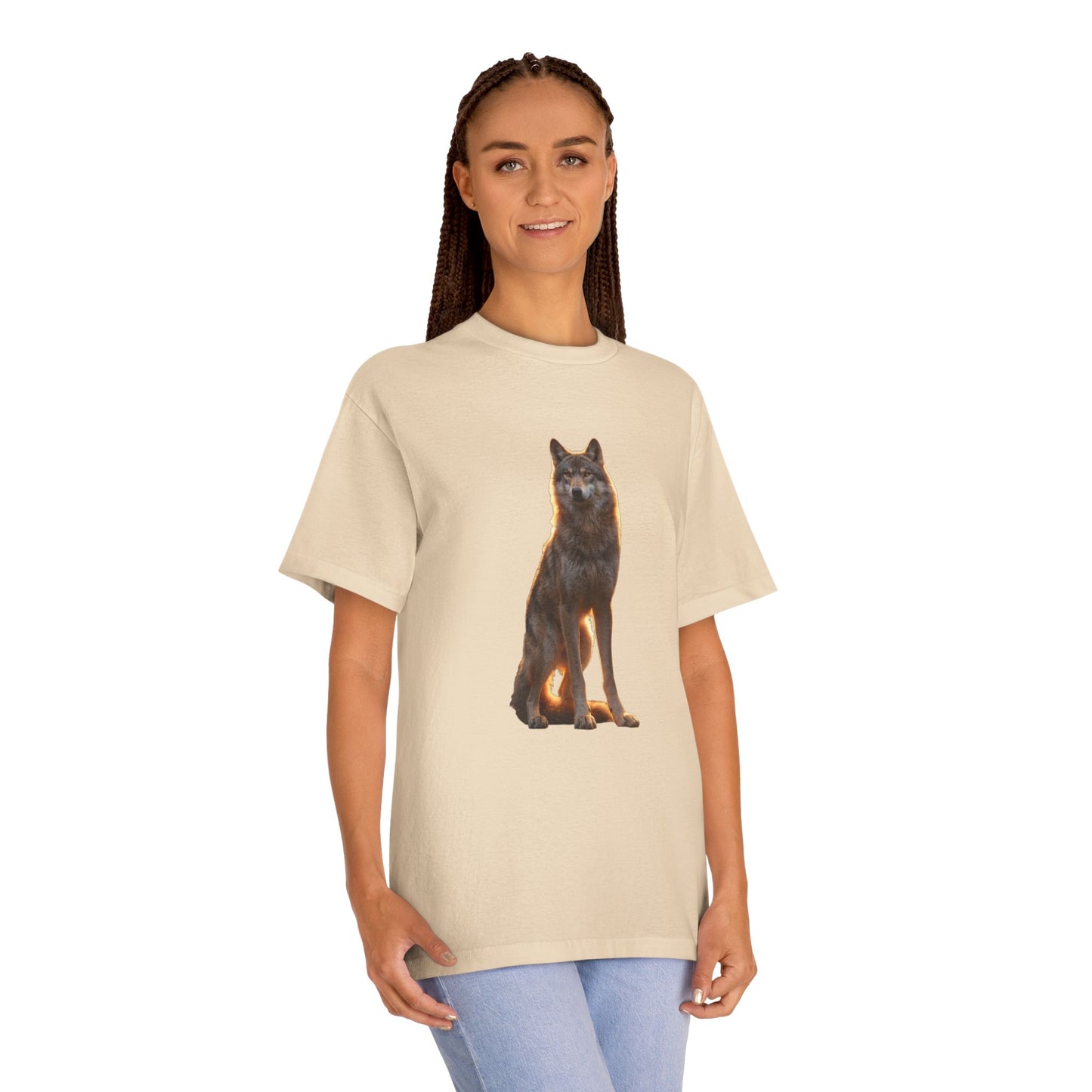Guardian Wolf Classic Tee – Golden Hour Sentinel Portrait