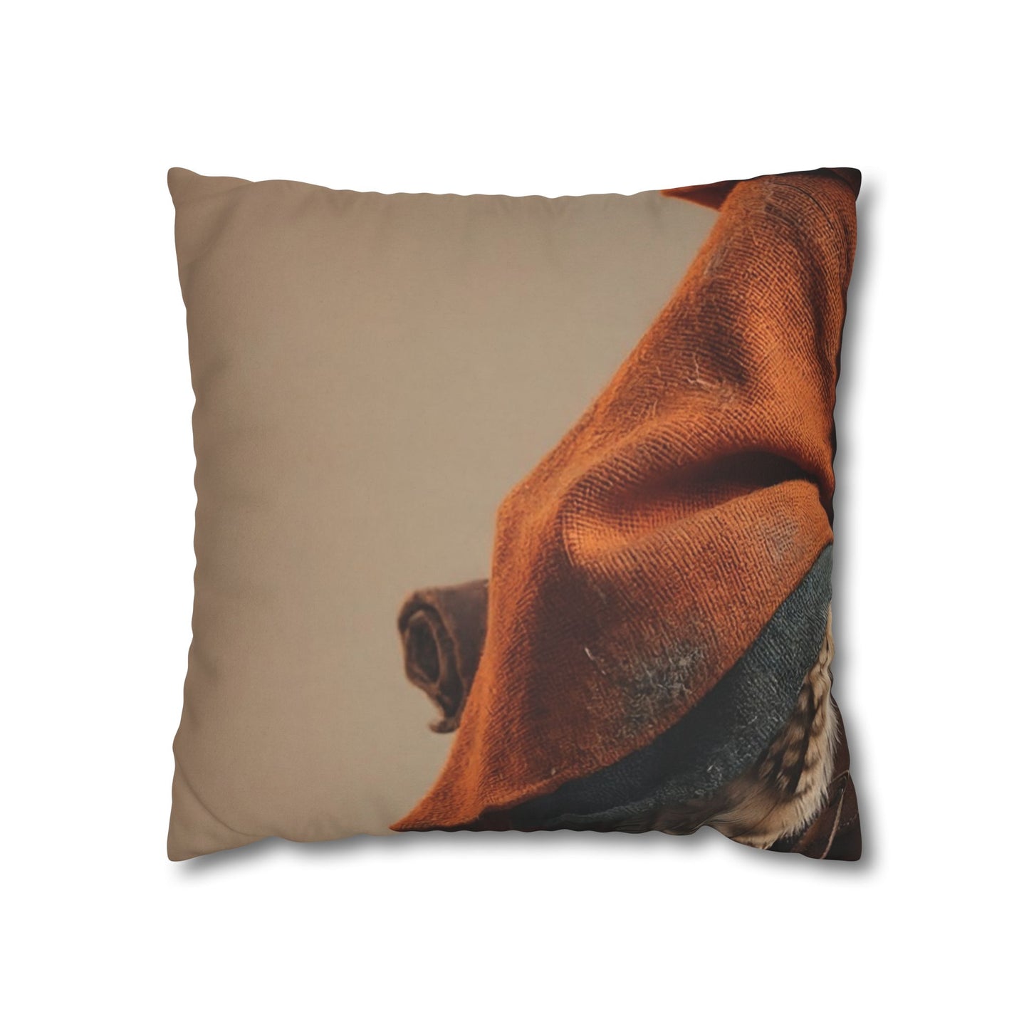 Wise Owl Scholar Faux Suede Square Pillowcase – Rusty Robe and Cross Pendant