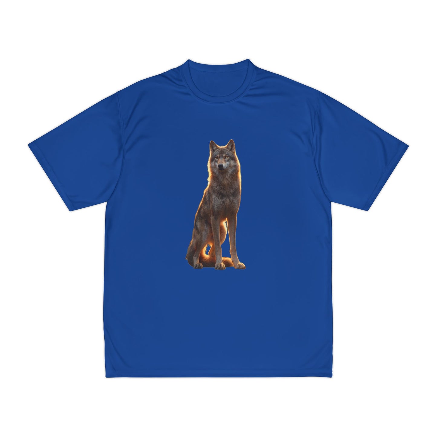 Golden Hour Wolf Men's Performance T-Shirt – Sunlit Sentinel Graphic Tee