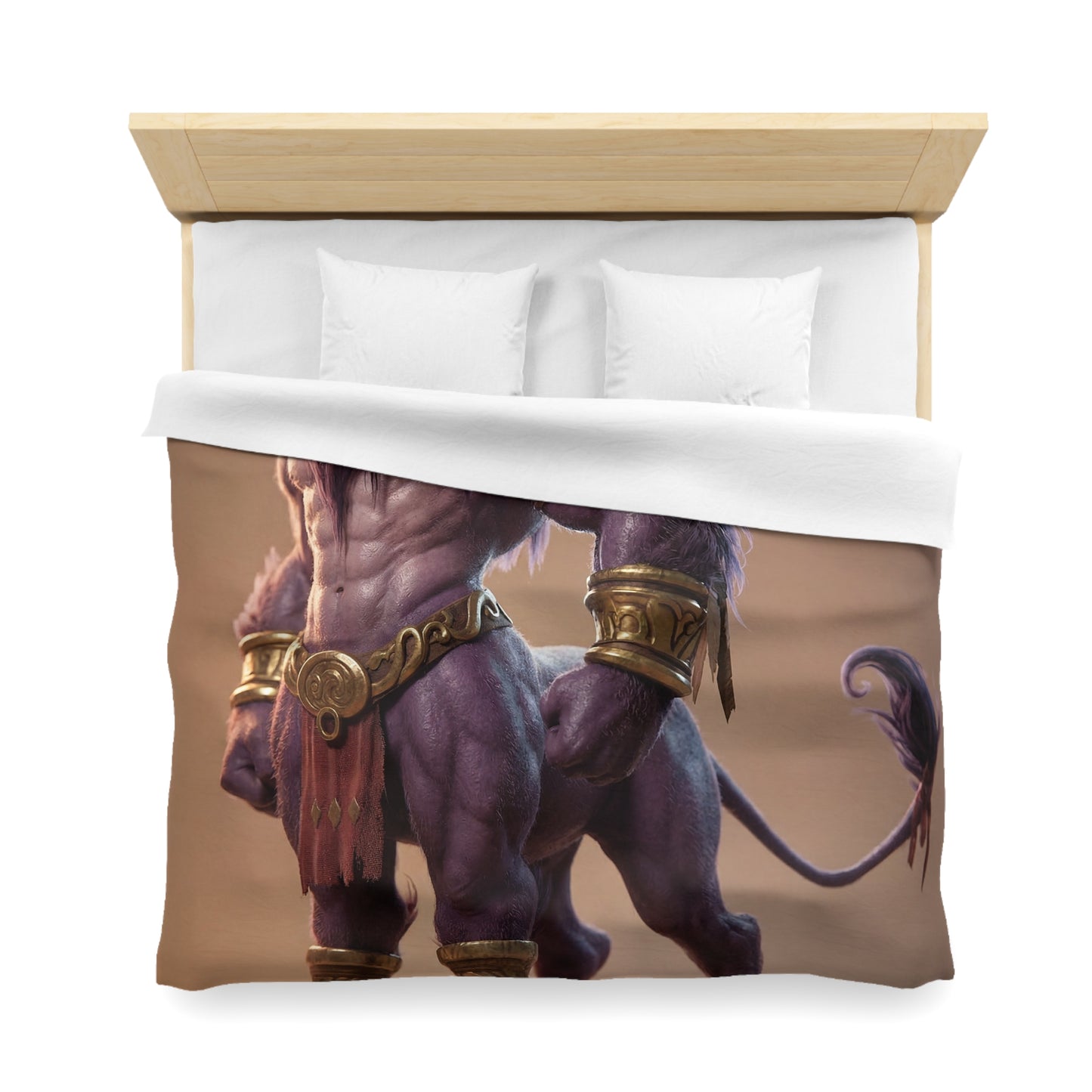 Purple Bull Sentinel Microfiber Duvet Cover – Regal Warrior in Golden Armor