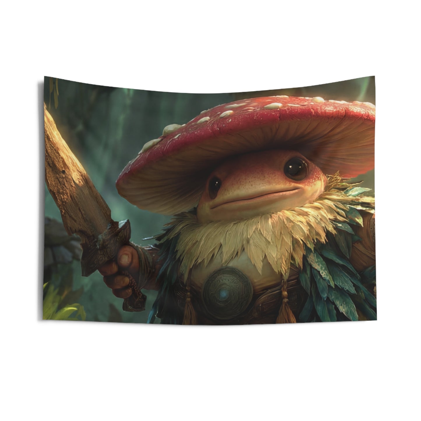 Mushroom Knight Indoor Wall Tapestries – Sunlit Jungle Sentinel