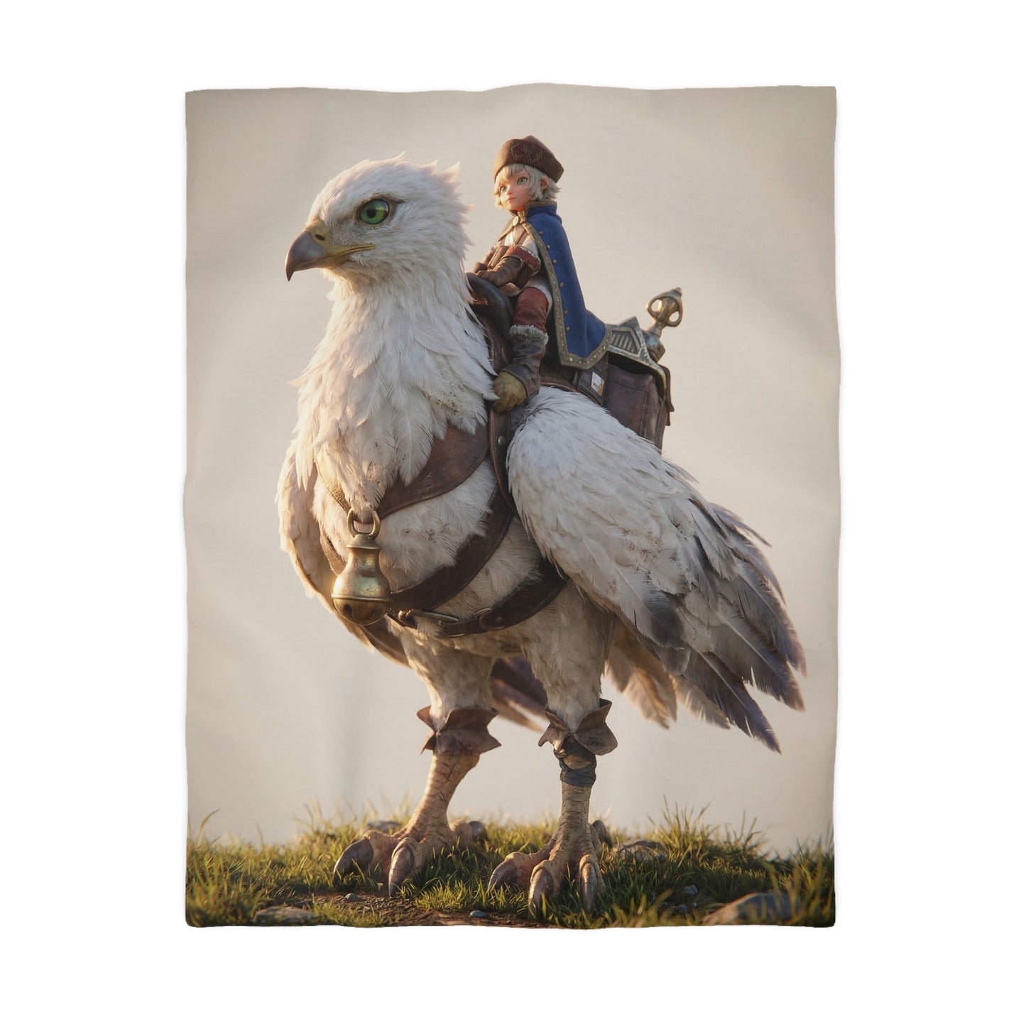 White Hawk Rider Microfiber Duvet Cover – Sunset Skybound Companion