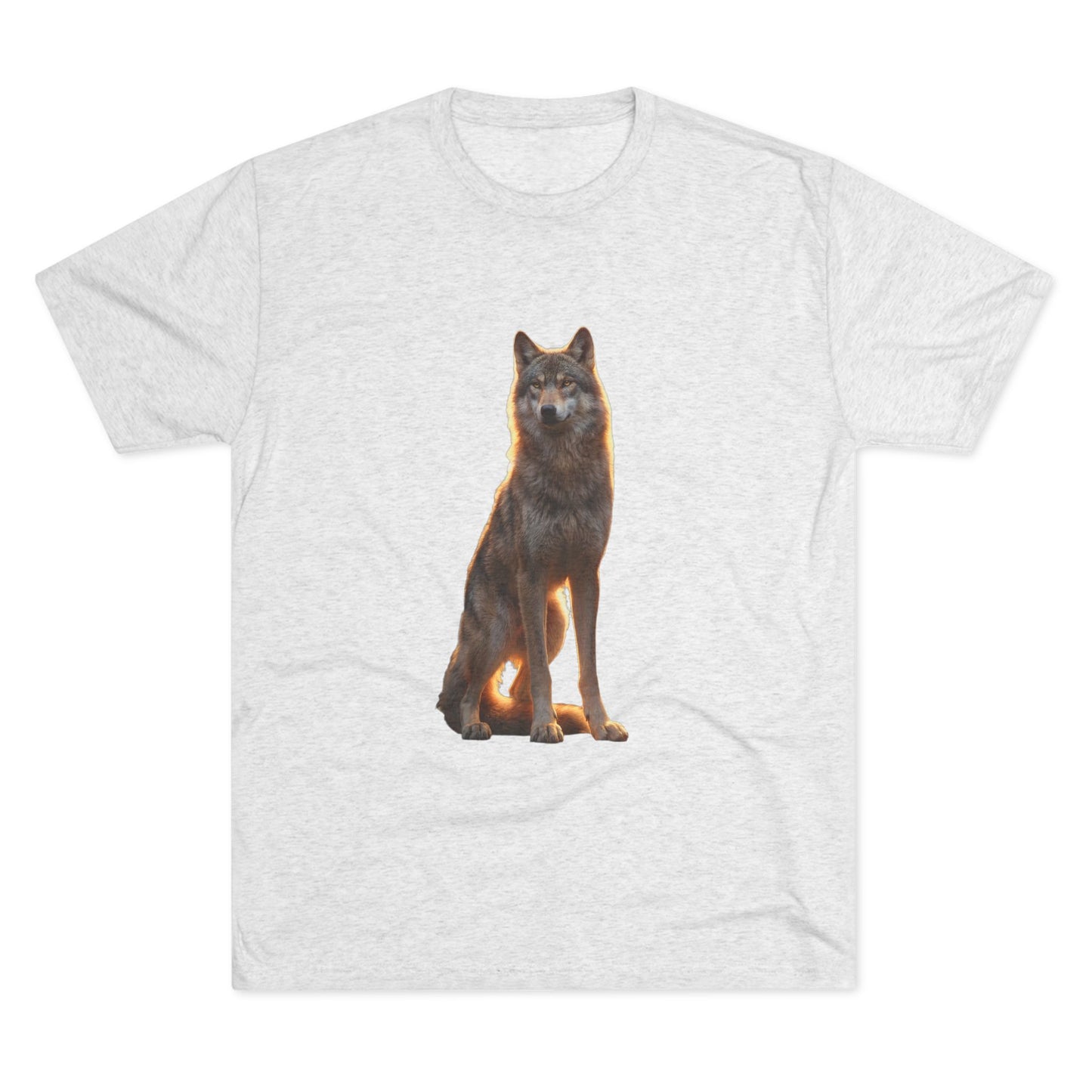 Solitary Wolf Unisex Tri-Blend Crew Tee – Golden Hour Sentinel Portrait