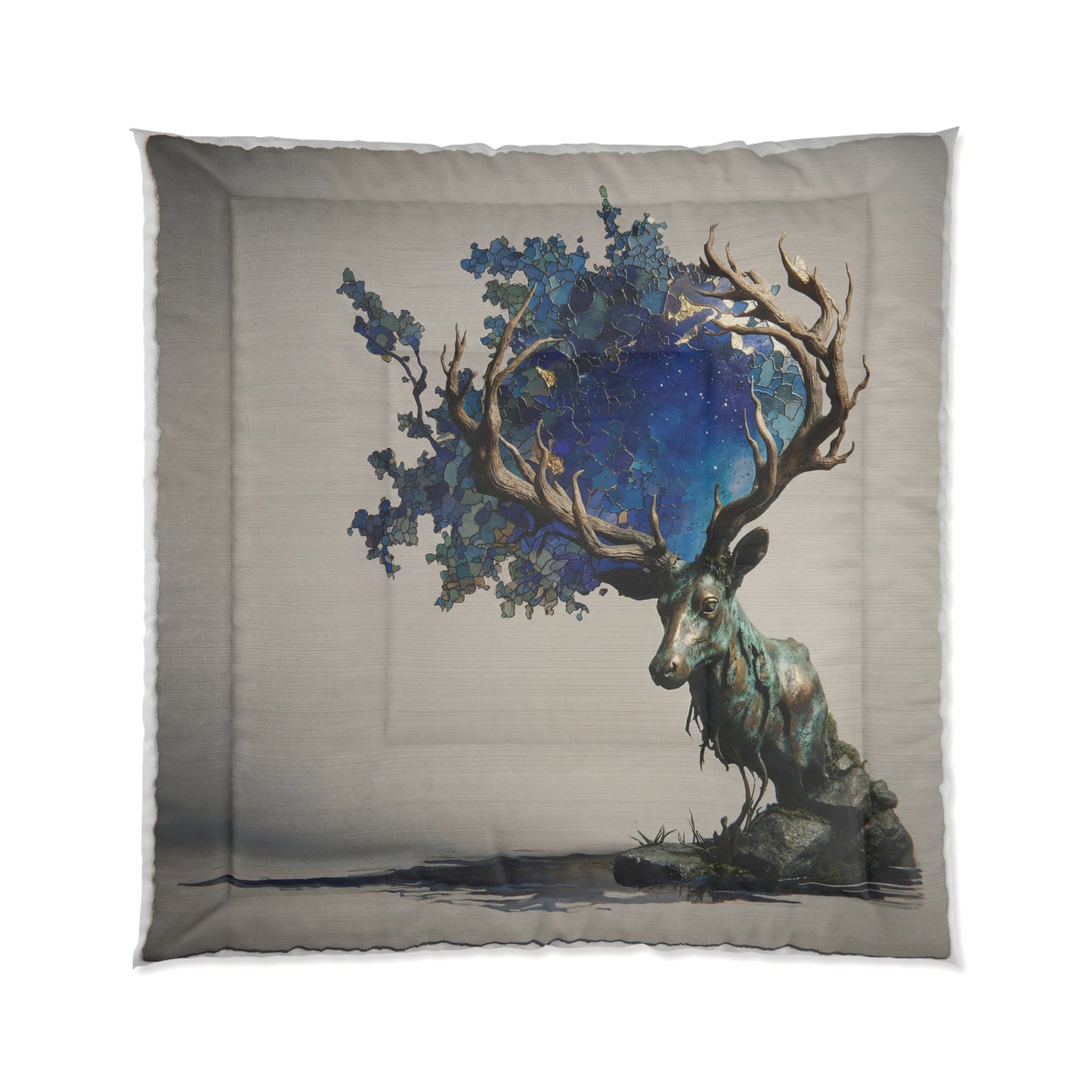 Celestial Stag Comforter – Moonlit Antlers and Starry Sky