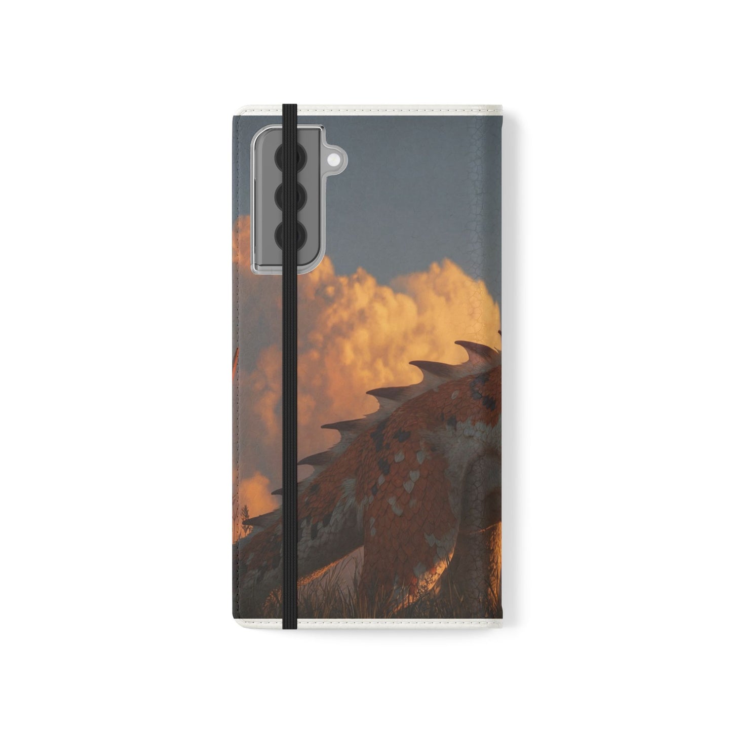 Gilded Dragon Flip Cases – Amber Sunset Guardian