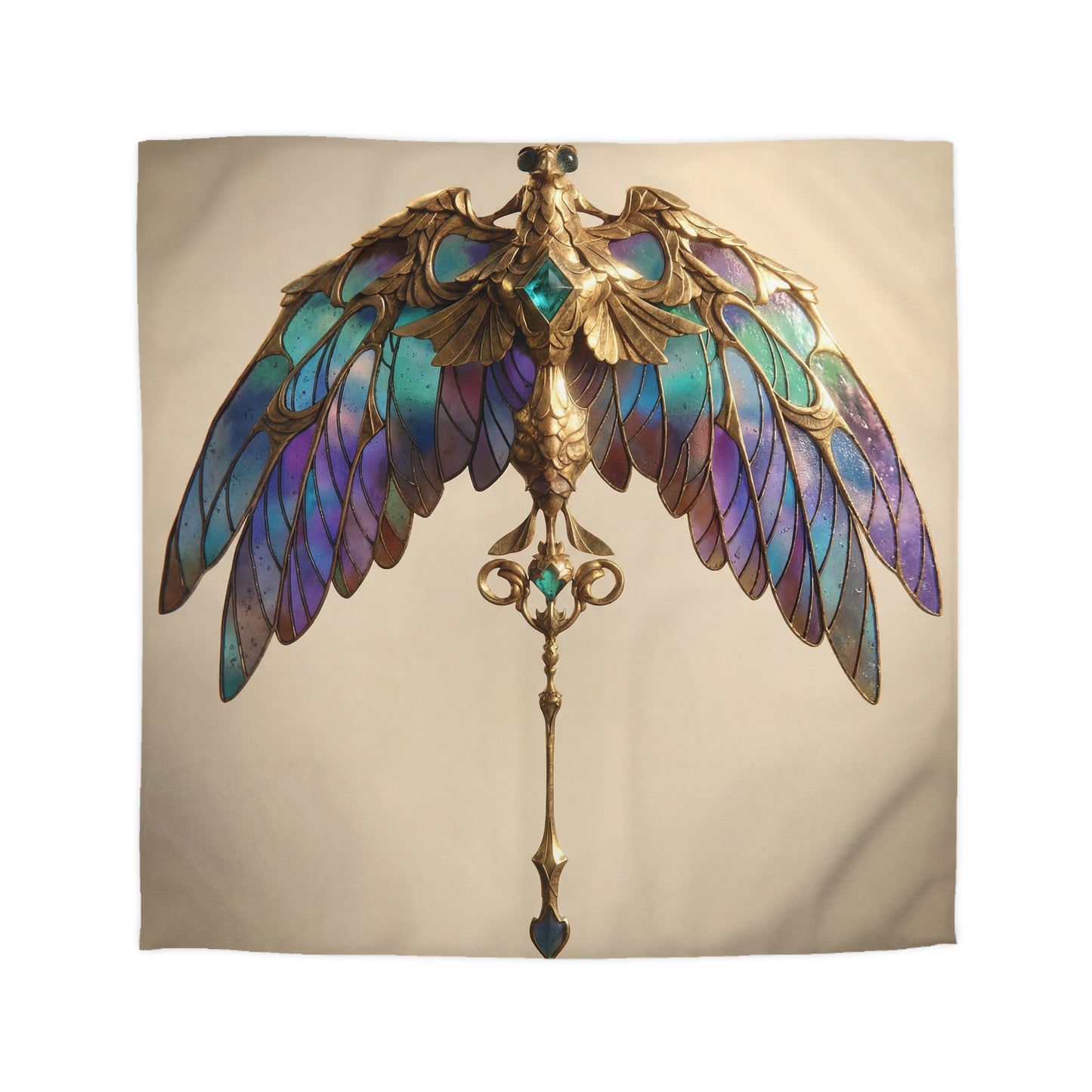 Celestial Phoenix Key Duvet Cover – Wings of Twilight and Starlight