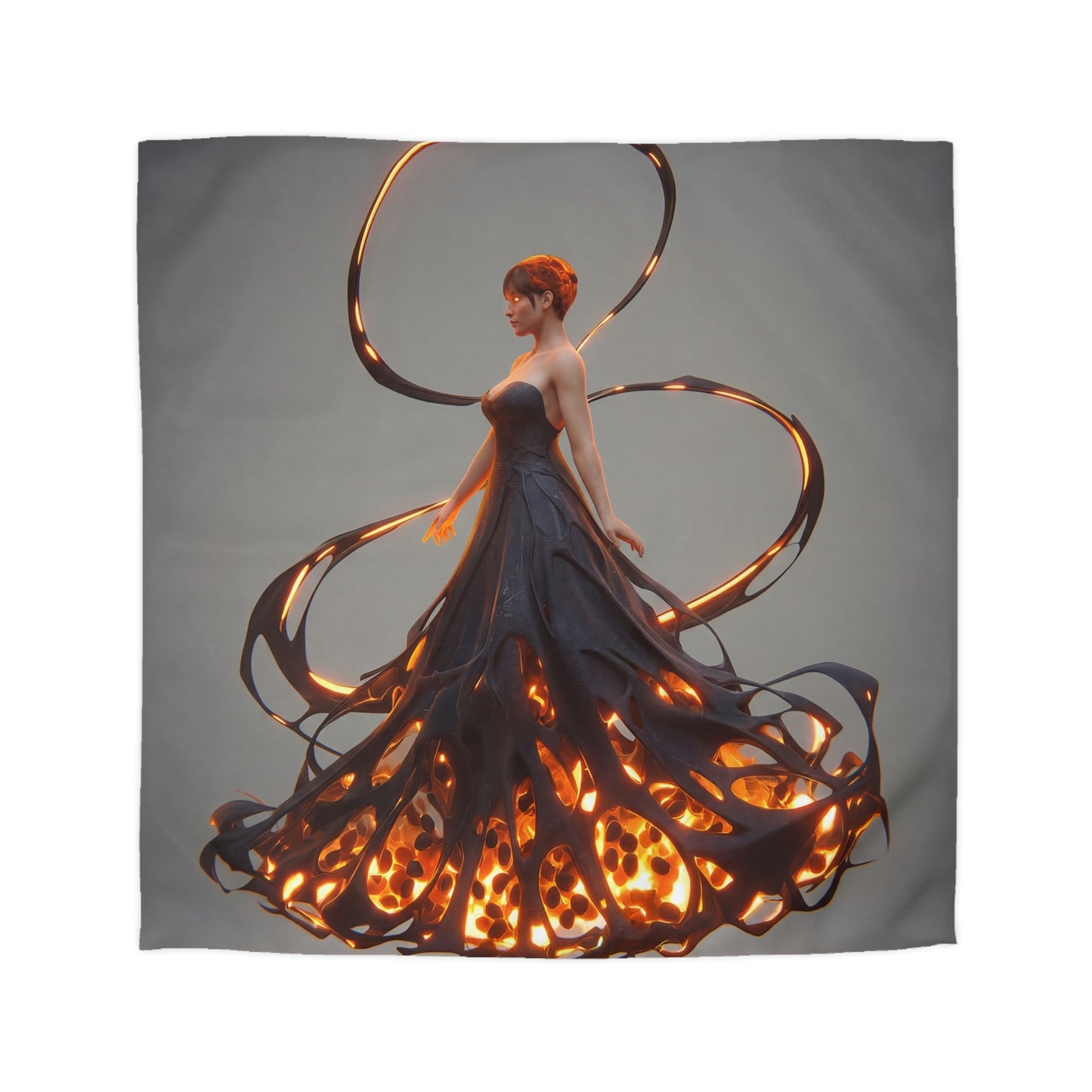 Luminal Dancer Microfiber Duvet Cover – Gilded Shadow Waltz