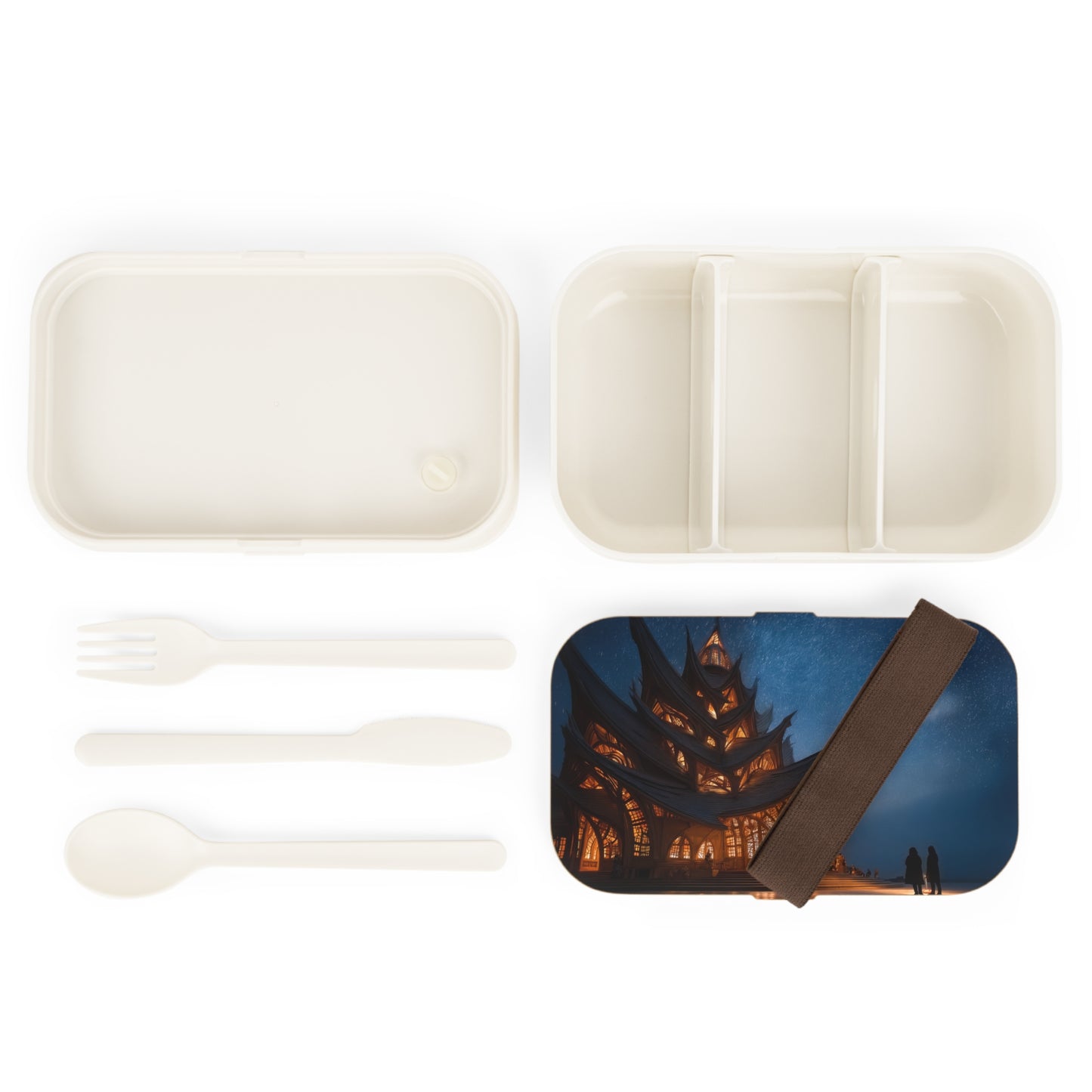Starlit Temple Bento Lunch Box – Warm Glow Under the Milky Way