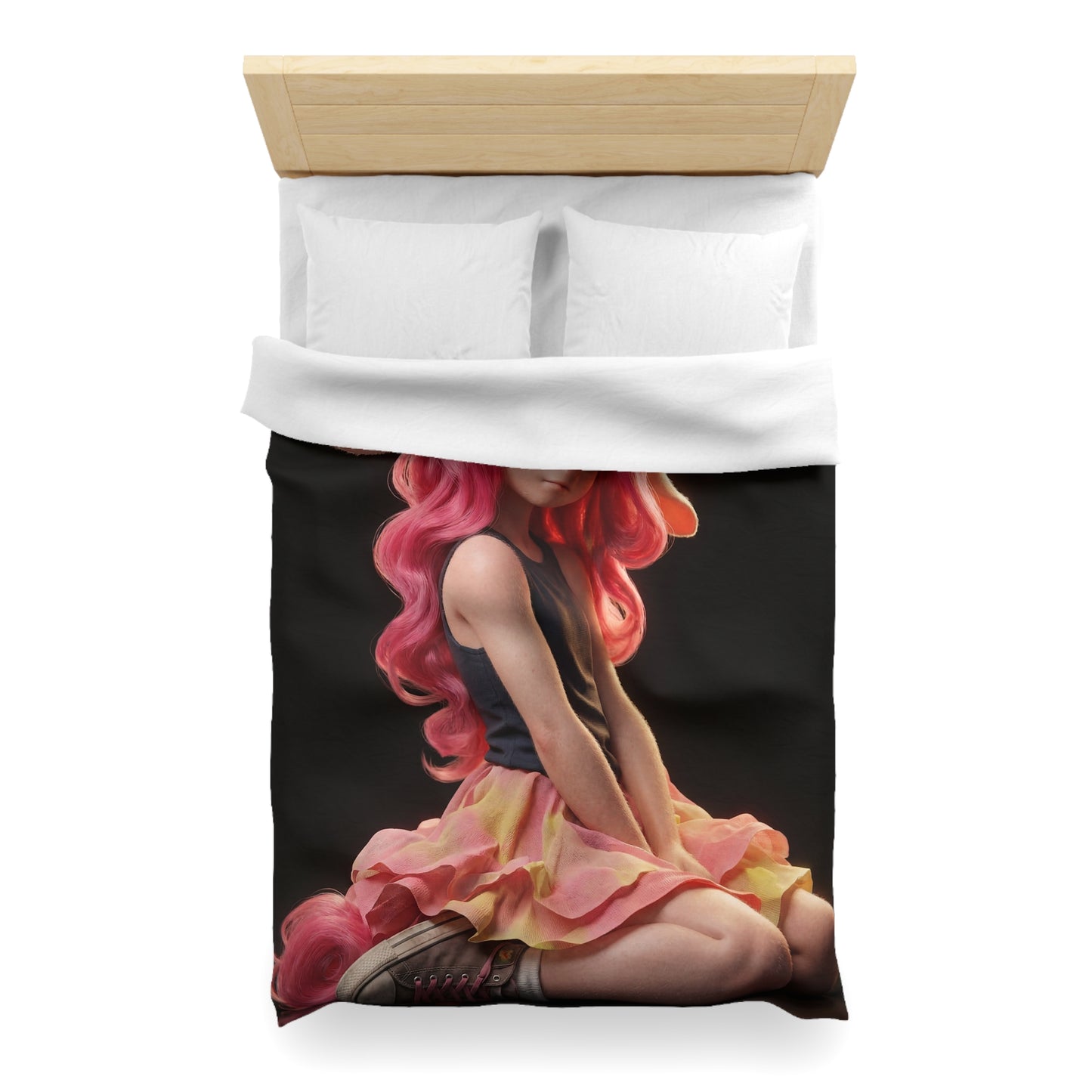 Pink Unicorn Girl Microfiber Duvet Cover – Whimsical Nightlight Dreamer