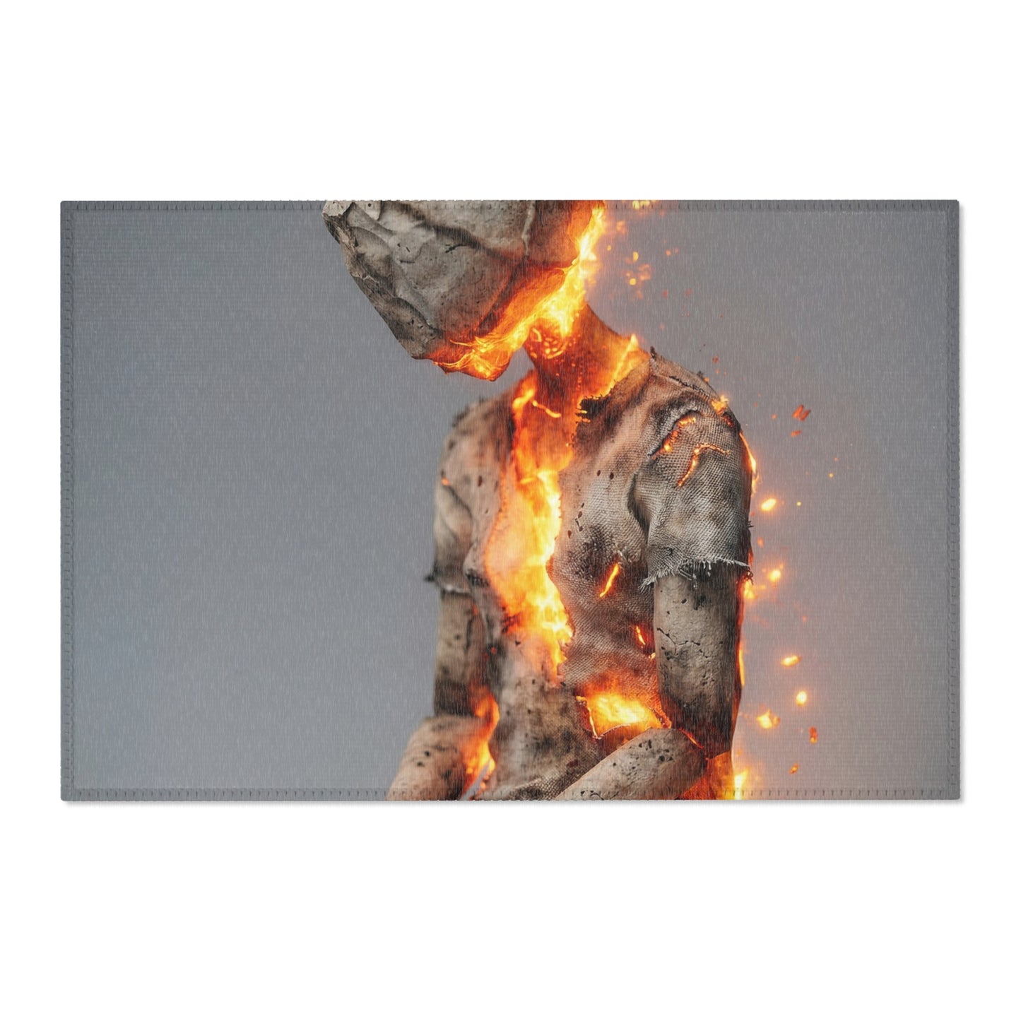 Fiery Awakening Area Rug – Crumpled Paper Soul in Blaze
