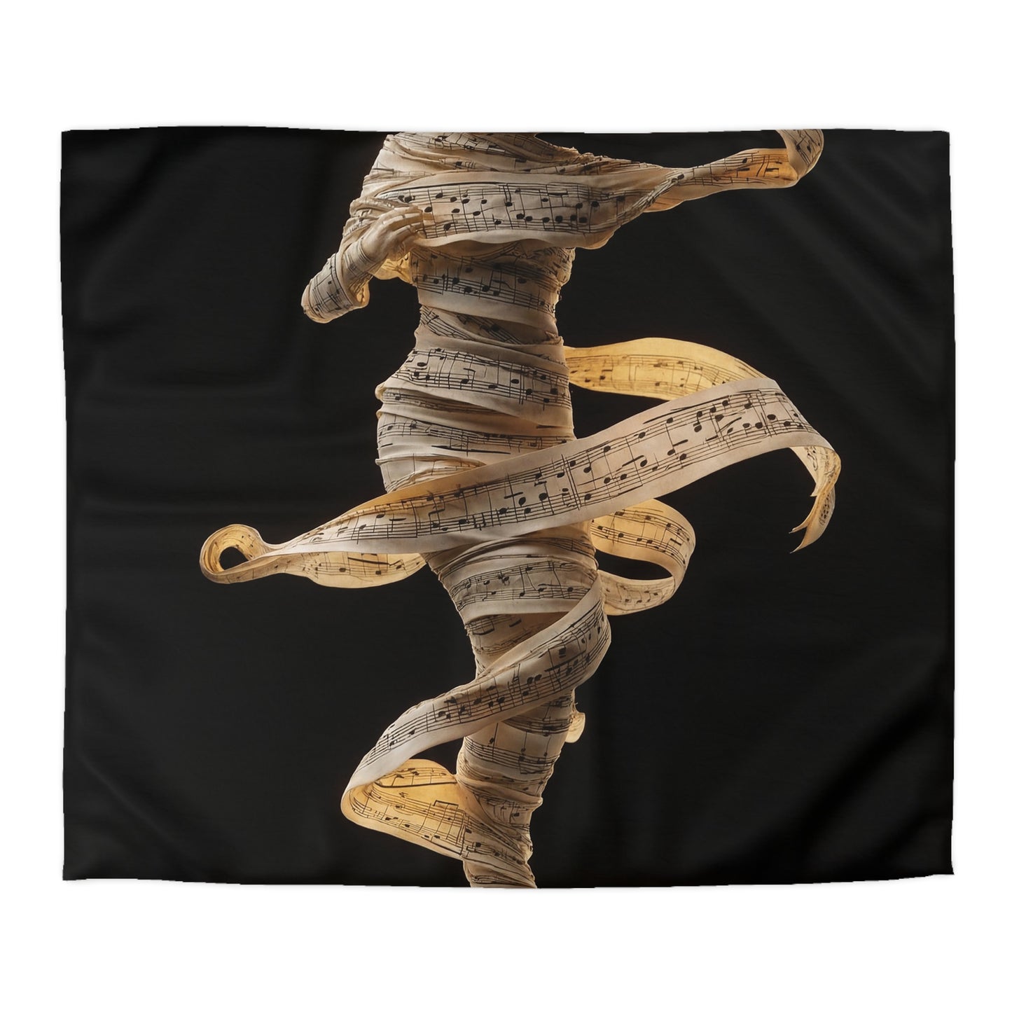 Melodic Muse Microfiber Duvet Cover – Whirling Symphony in Golden Light