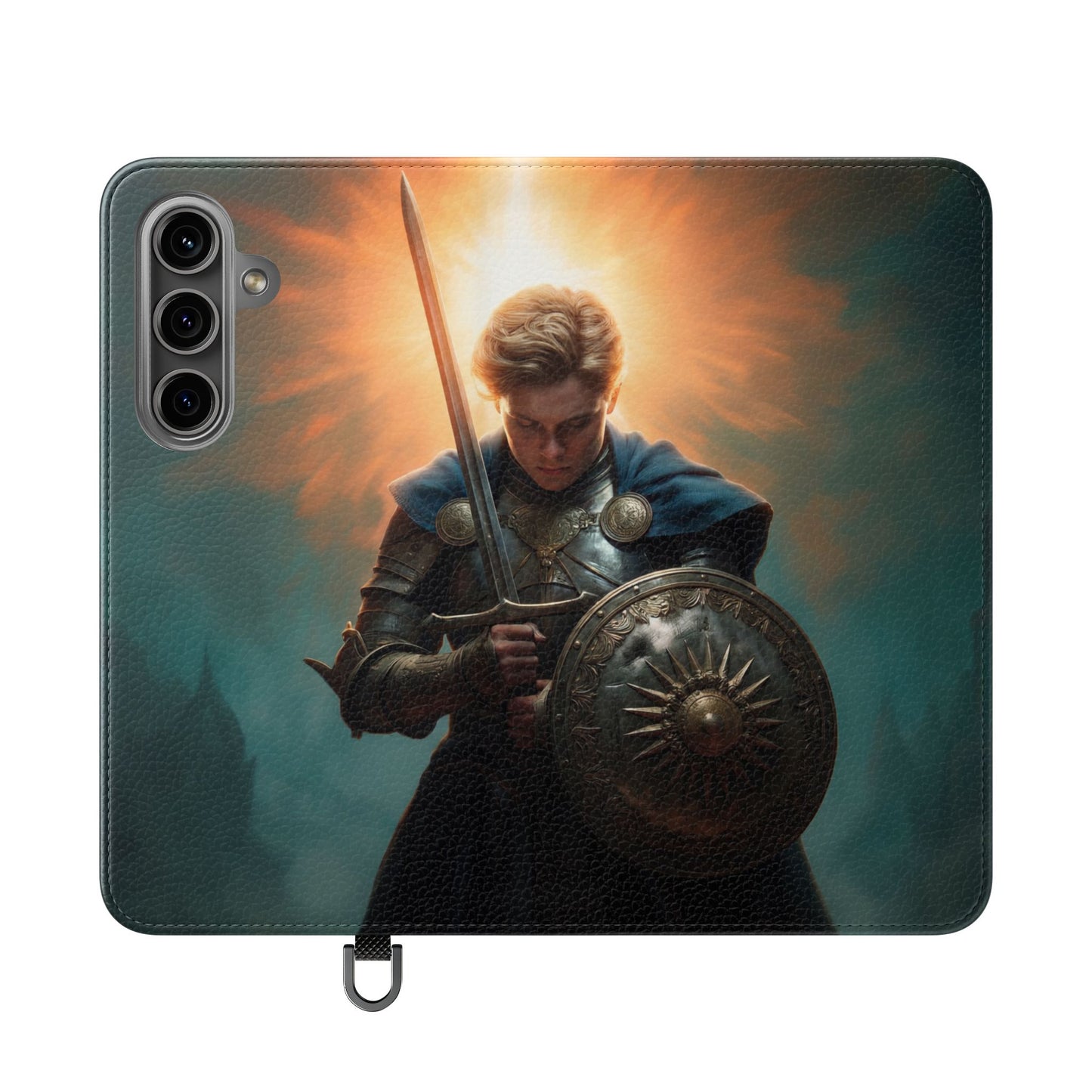 Dawn-Forged Knight Flip Cases – Radiant Armor Against Misty Skies