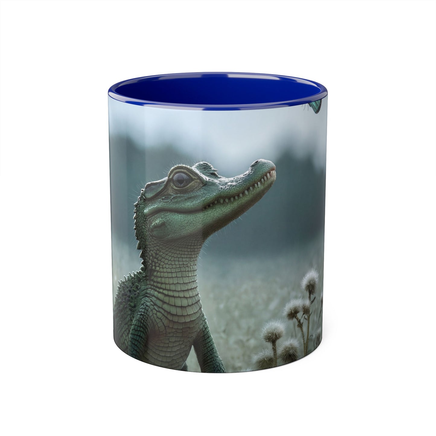 Gentle Croc Watching Butterfly – Quiet Meadow Accent Mugs, 11oz