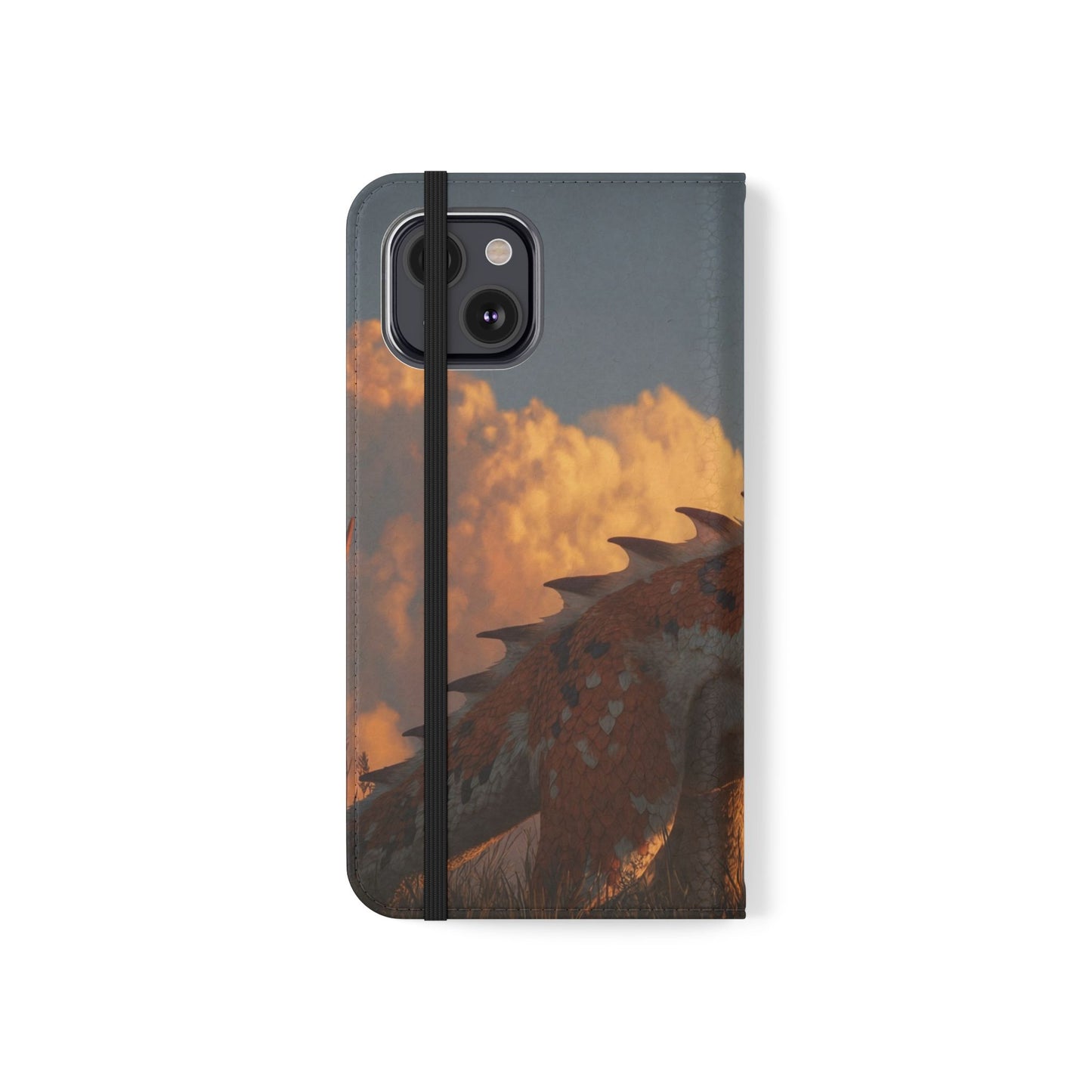 Gilded Dragon Flip Cases – Amber Sunset Guardian