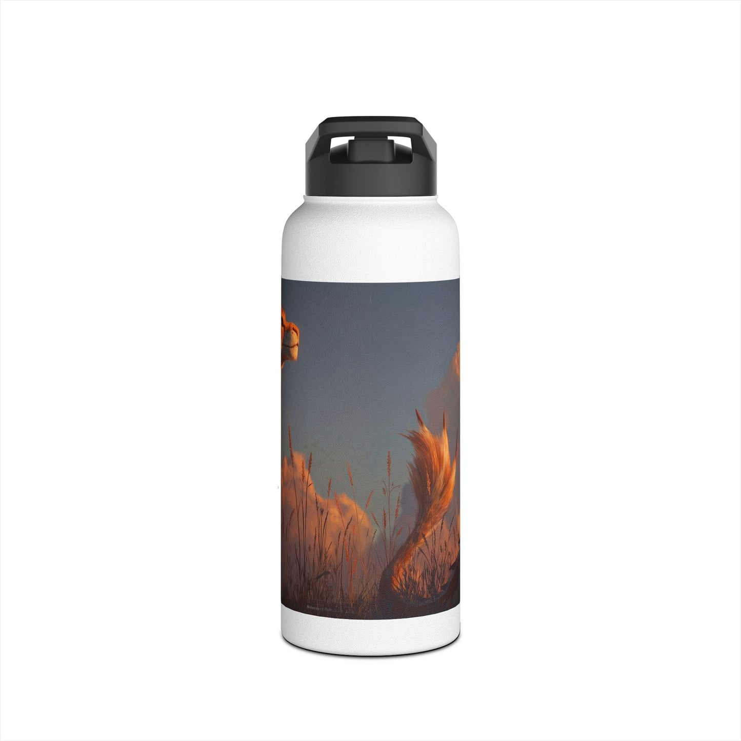 Sunset Dragon Stainless Steel Water Bottle, Standard Lid – Golden Ember Guardian