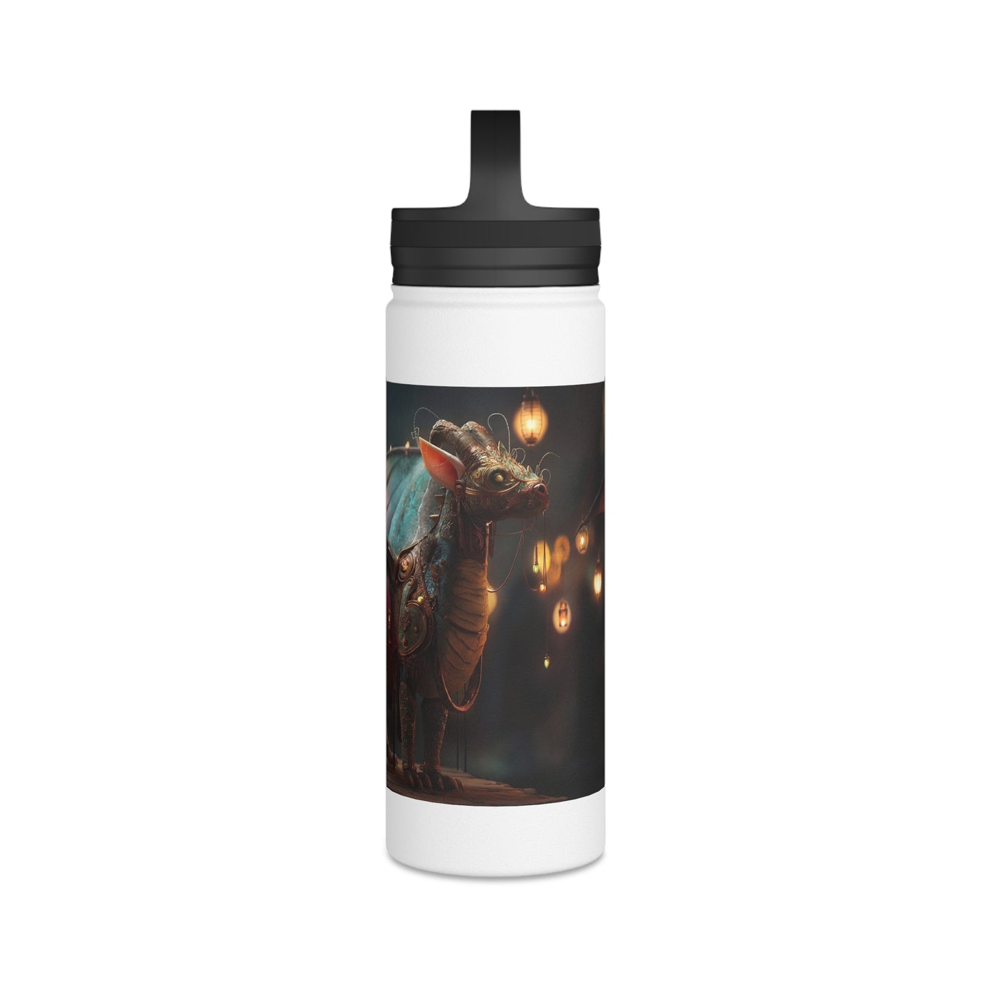 Regal Dragon Lantern Water Bottle – Handle Lid – Twilight Market Guardian